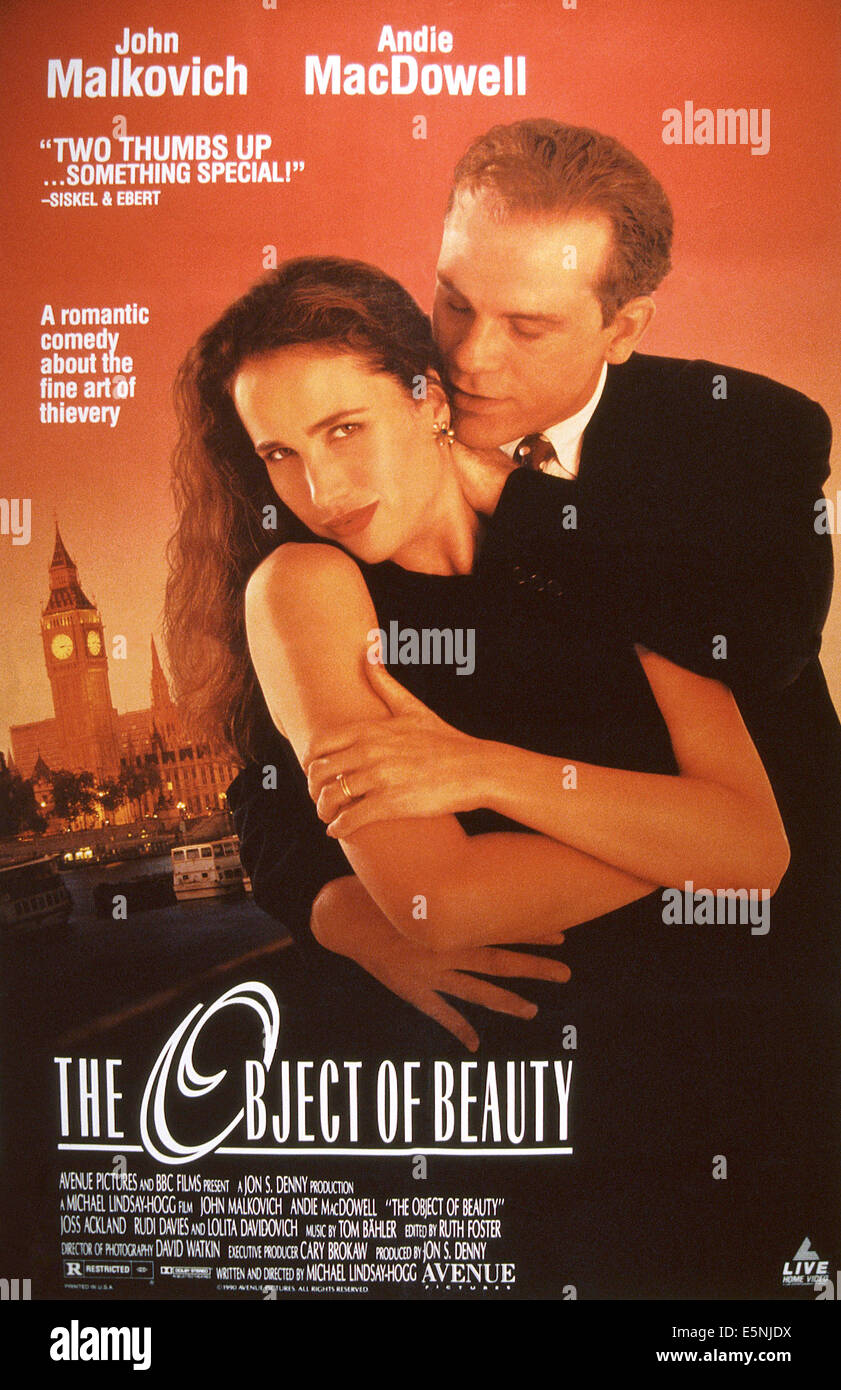 L'OBJET DE BEAUTÉ, de nous poster, de gauche : Andie MacDowell, John Malkovich, 1991, avenue © Photos courtoisie/Everett Collection Banque D'Images