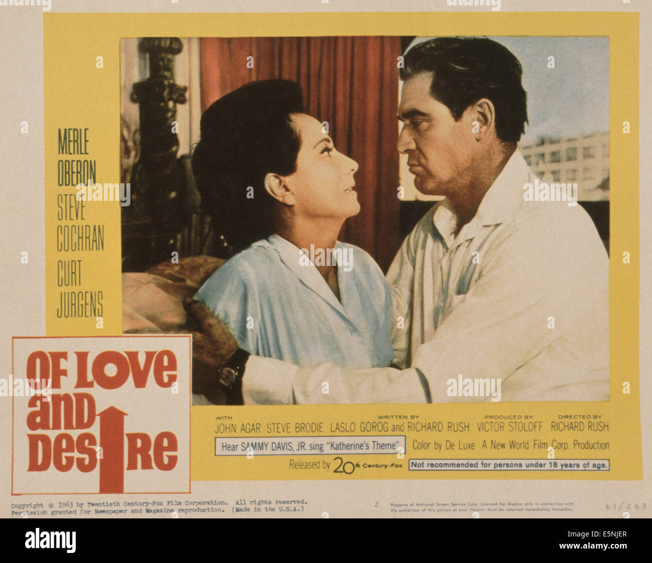 D'amour et de désir, US, lobbycard de gauche : Merle Oberon, Steve Cochran, 1963, TM & © Copyright 20th Century Fox Film Banque D'Images