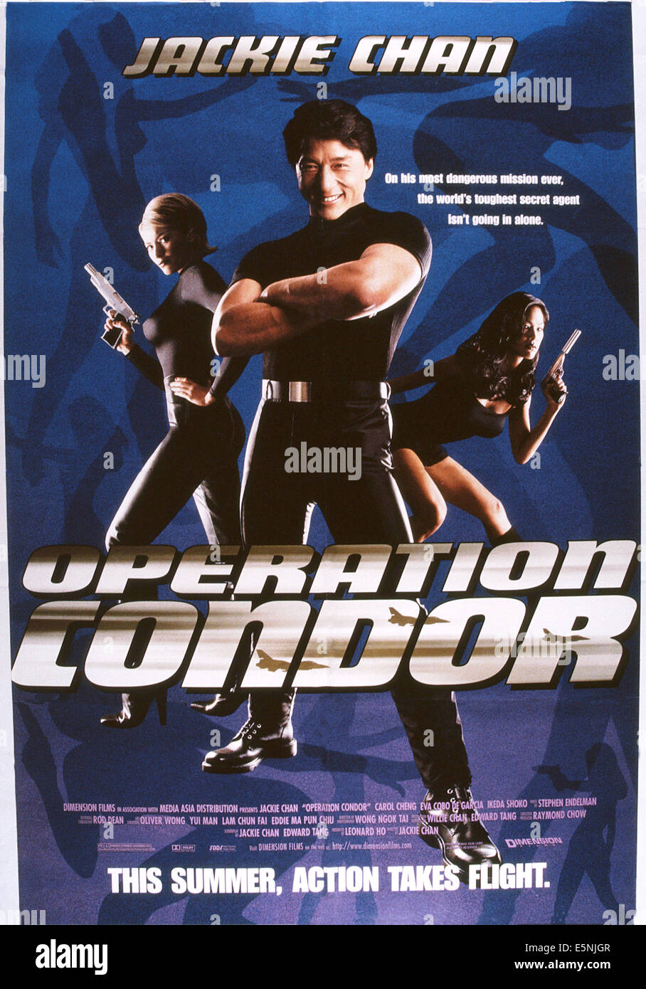 L'opération Condor, (aka FEI YING GAI WAK), de nous poster, de gauche : Eva Cobo, Jackie Chan, Carol 'Do'-Cheng, 1991, Dimension © Banque D'Images