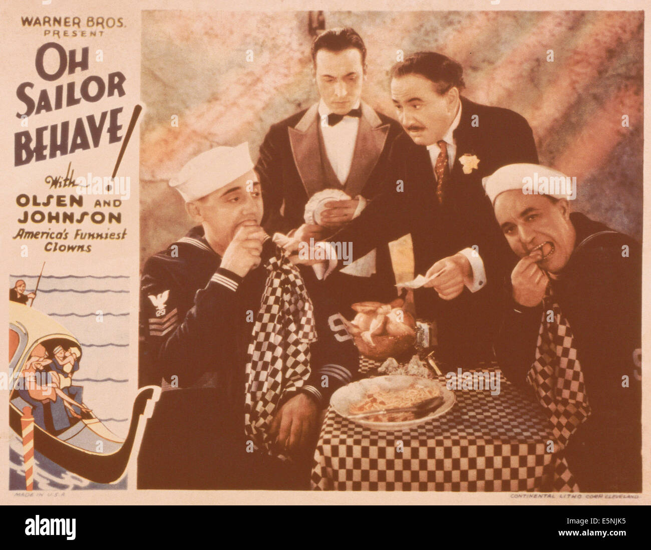 OH, marin se comportent, entre nous, lobbycard assis de gauche : Ole Olsen, Chic Johnson, Charles Judels (moustache), 1930 Banque D'Images