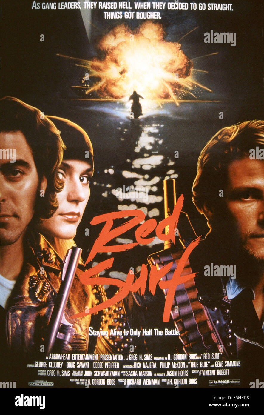 RED SURF, de nous poster, de gauche à droite : George Clooney, Dedee Pfeiffer, Doug Savant, 1989, © Image/avec la permission d'Everett Collection Banque D'Images