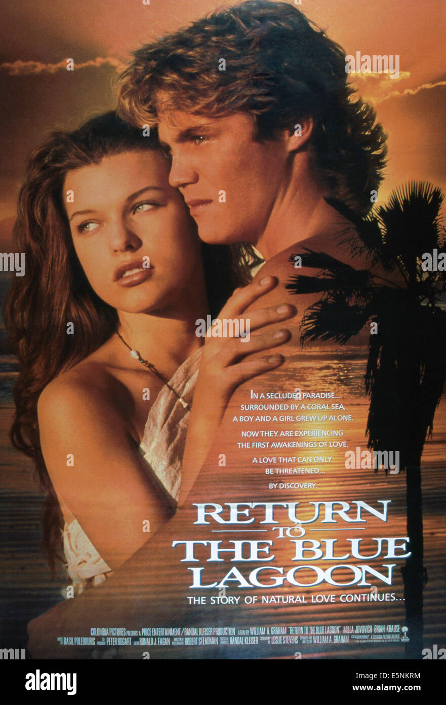 Retour au Lagon Bleu, de nous poster art, de gauche : Milla Jovovich, Brian Krause, 1991. ©Columbia Pictures/avec la permission d'Everett Banque D'Images