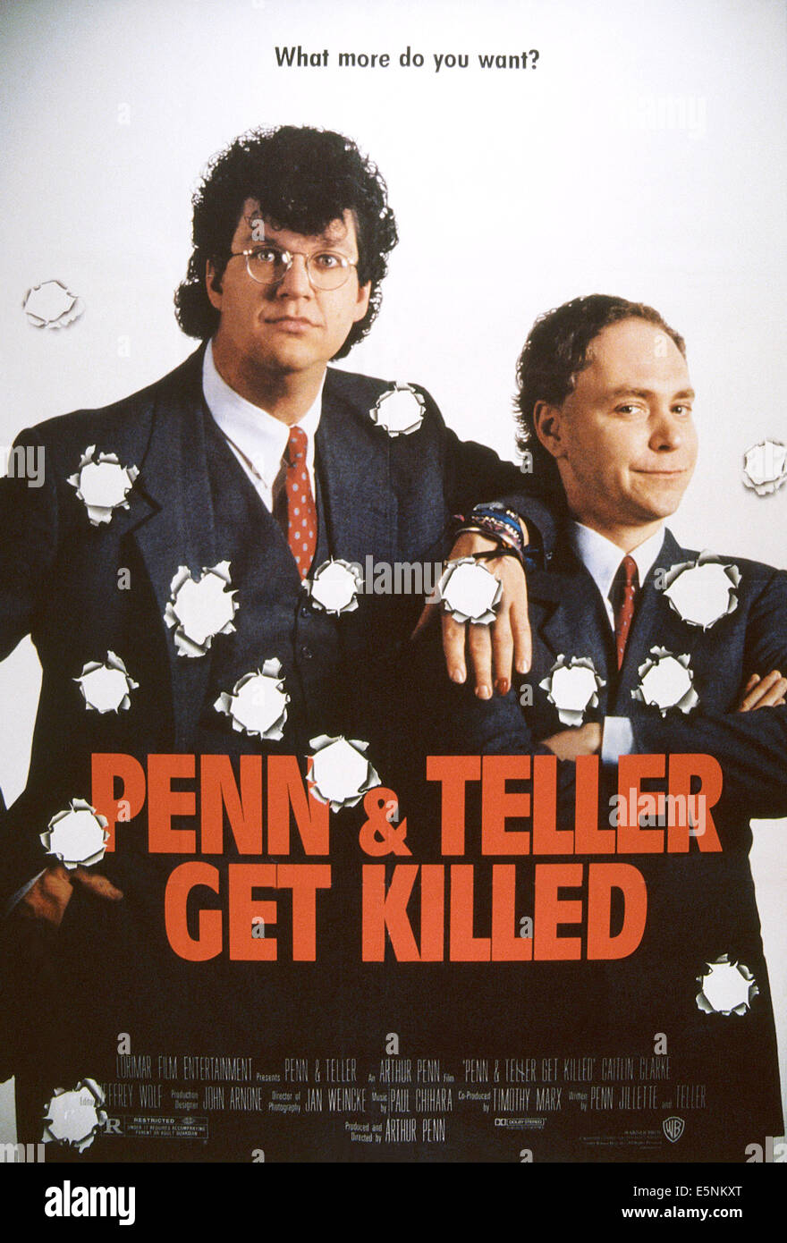 PENN & TELLER GET KILLER, de nous poster, de gauche : Penn Jillette, Teller, 1989, © Warner Brothers/avec la permission d'Everett Collection Banque D'Images