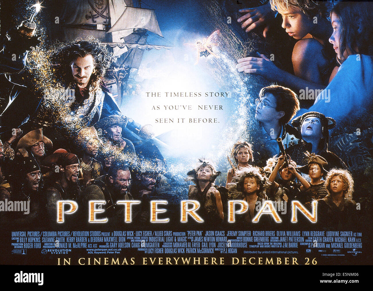 PETER PAN, en poster, Jason Isaacs (en haut à gauche), en haut à droite de la gauche : Jeremy Sumpter, Rachel Hurd-Wood, 2003, © Banque D'Images