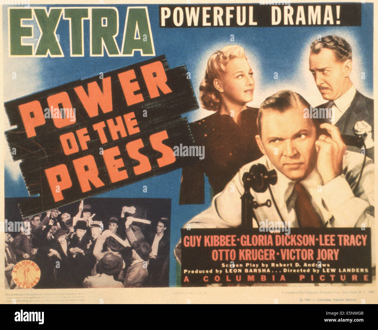 Pouvoir de la presse, de nous poster, de gauche : Gloria Dickson, Lee Tracy, Otto Kruger, 1943 Banque D'Images