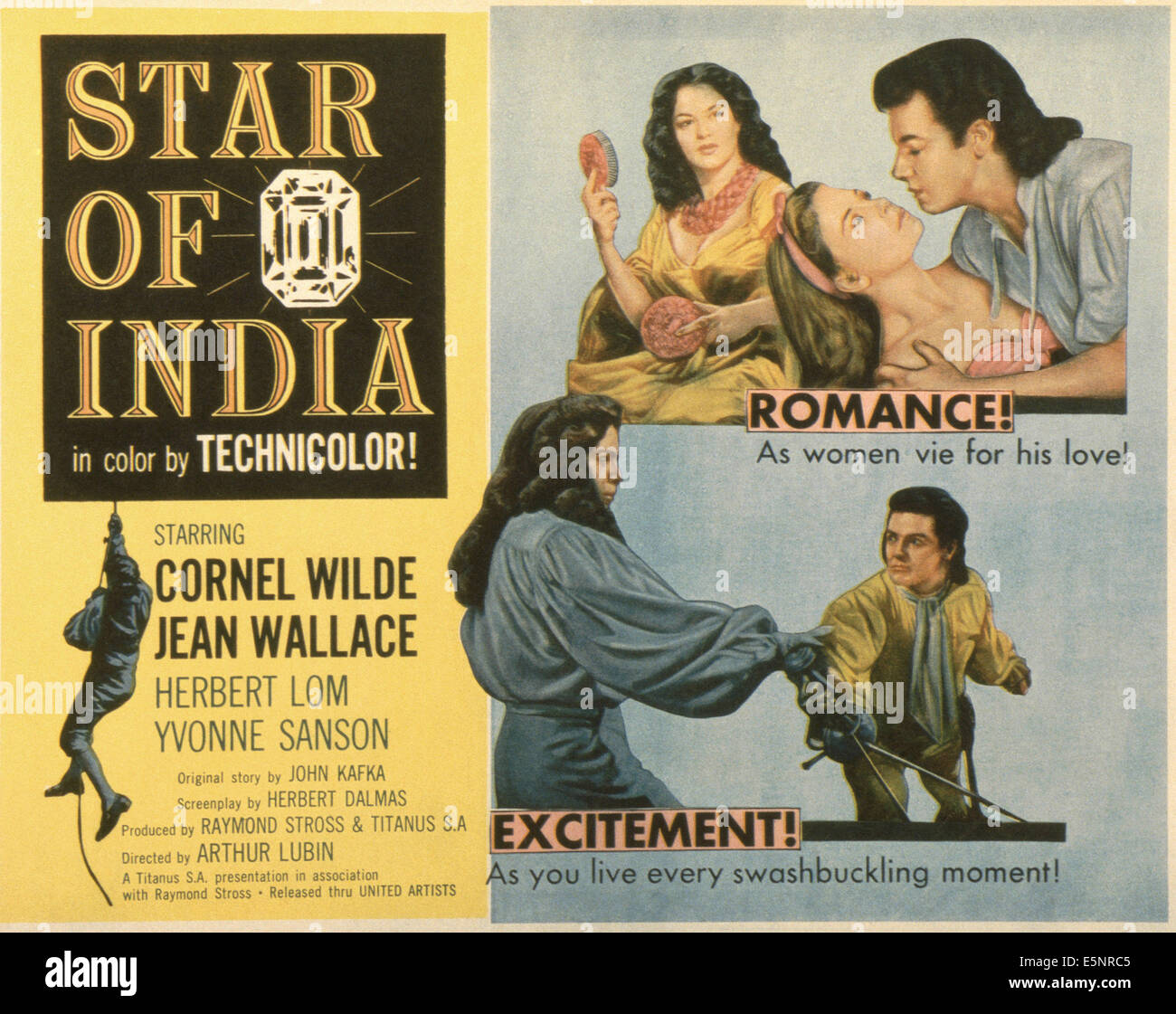 Étoile de l'Inde, de nous poster, haut de gauche : Yvonne Sanson, Jean Wallace, Cornel Wilde, en bas de gauche à droite : Herbert Lom, Cornel Banque D'Images