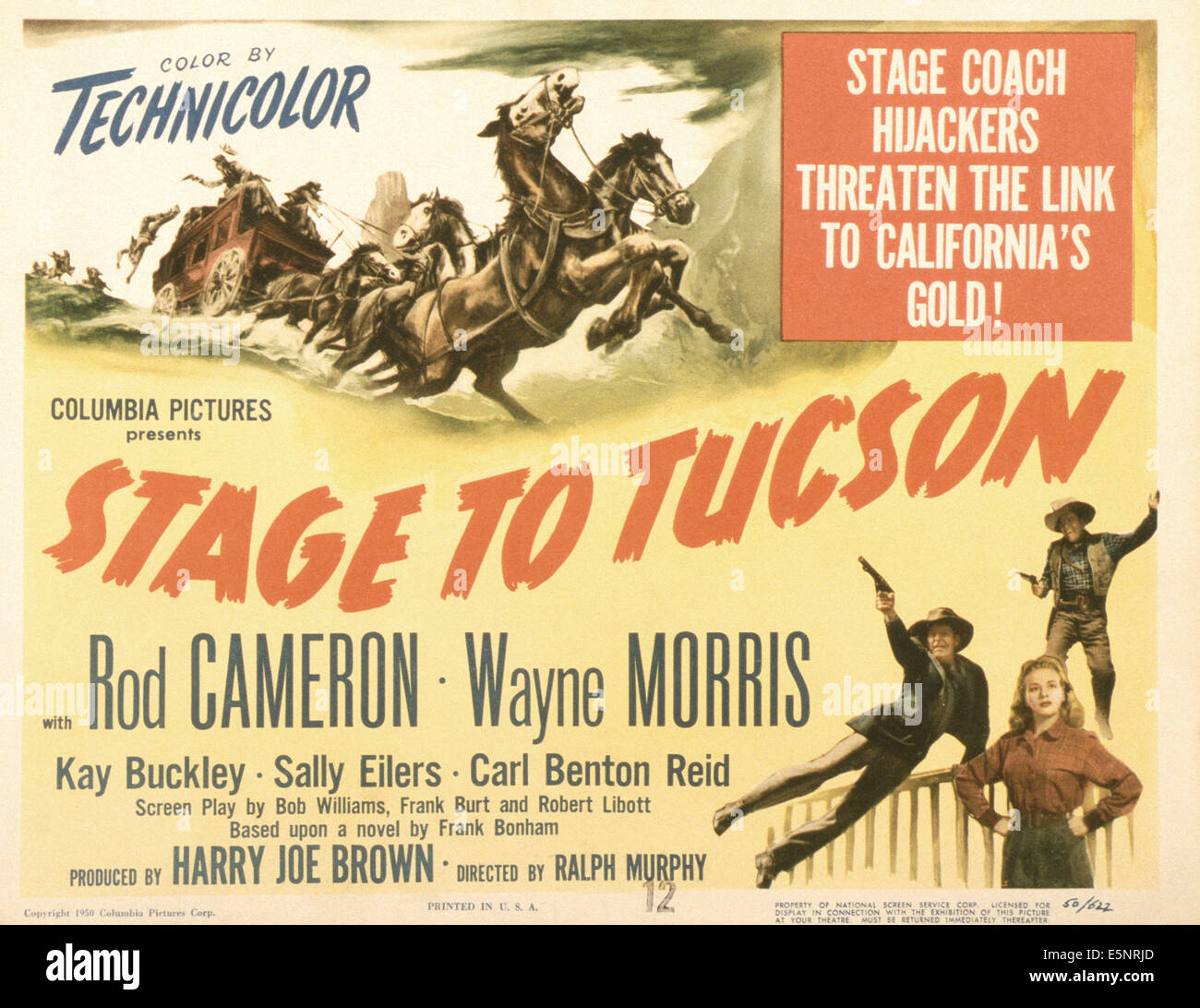 Étape à Tucson, États-Unis poster, en bas de gauche à droite : Wayne Morris, Kay Buckley, Rod Cameron, 1950 Banque D'Images