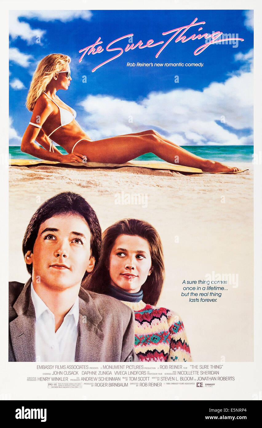 La chose sûre, de nous poster art, haut : Nicollette Sheridan ; bas : John Cusack, Daphne Zuniga, 1985. ©Ambassade/avec la permission d'Everett Banque D'Images