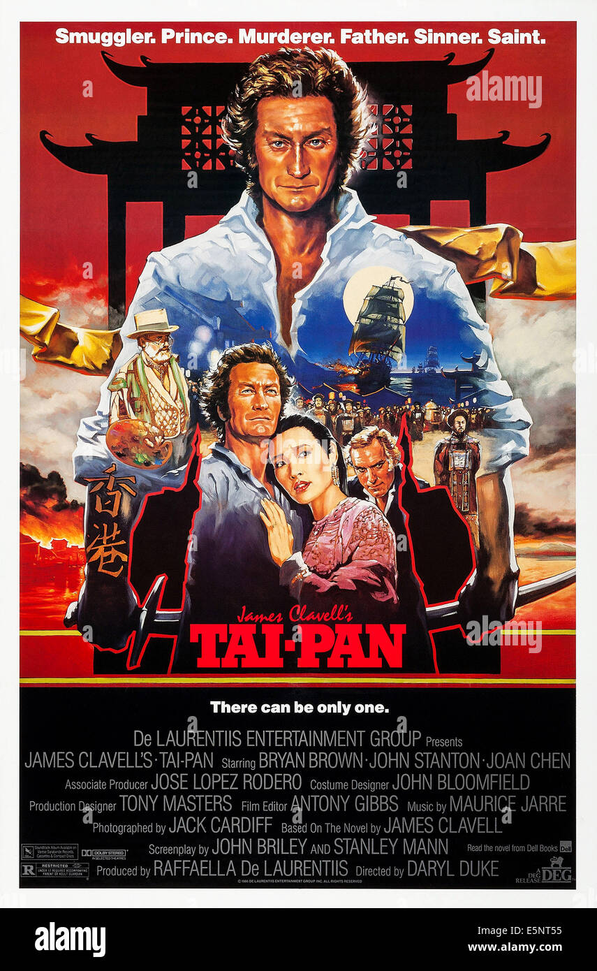 TAI-PAN, Bryan Brown nous poster, (arrière), front de gauche : Bryan Brown, Joan Chen, John Stanton, 1986, © DeLaurentiis Banque D'Images