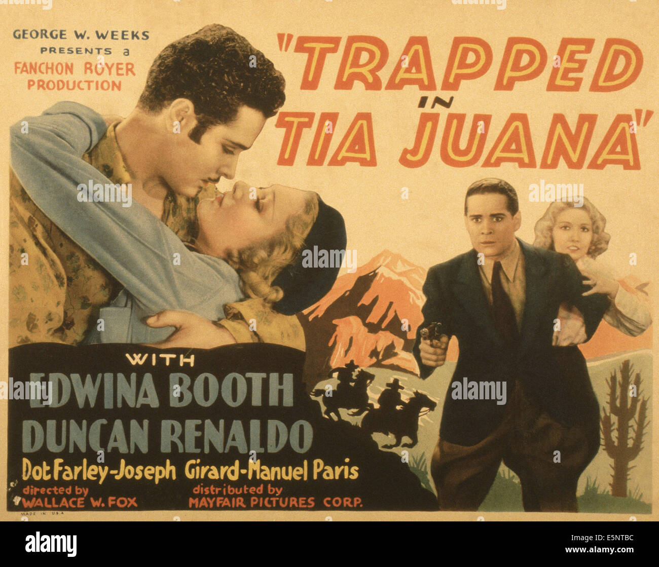 Piégés dans TIA JUANA, de nous poster, de gauche : Duncan Renaldo, Edwina Booth, Duncan Renaldo, Edwina Booth, 1932 Banque D'Images