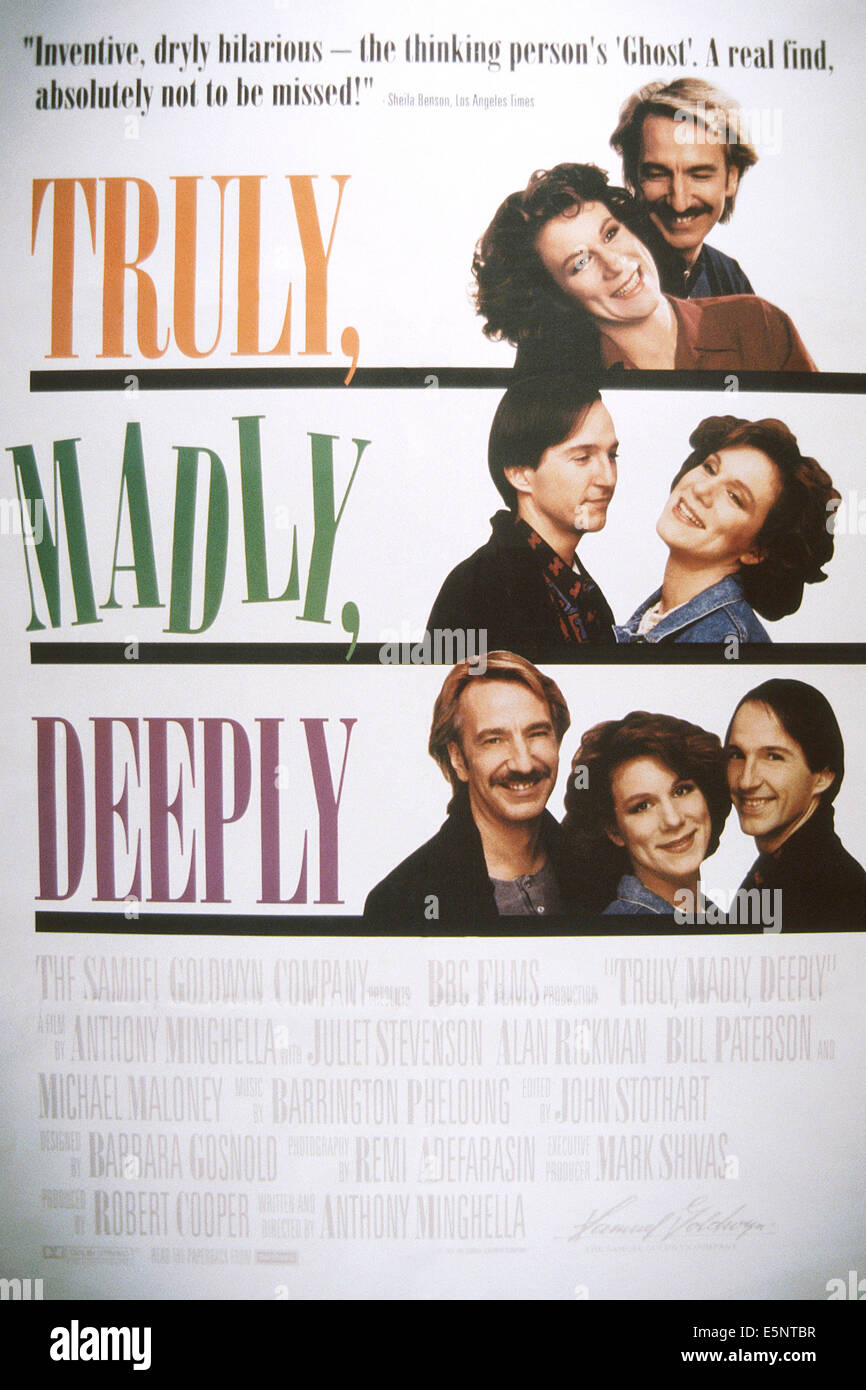 Vraiment, profondément amoureux fou (aka VIVO PER LEI), de nous poster art, rangée du bas, de gauche à droite : Alan Rickman, Juliet Stevenson, Michael Banque D'Images