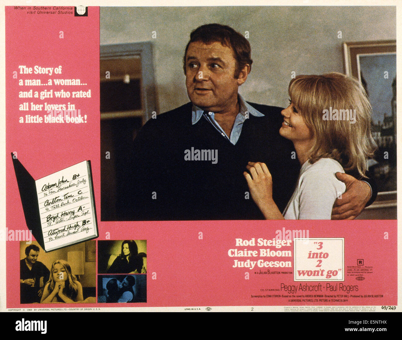 Trois EN DEUX n'iront pas nous, lobbycard, de gauche : Rod Steiger, Judy Geeson, 1969 Banque D'Images