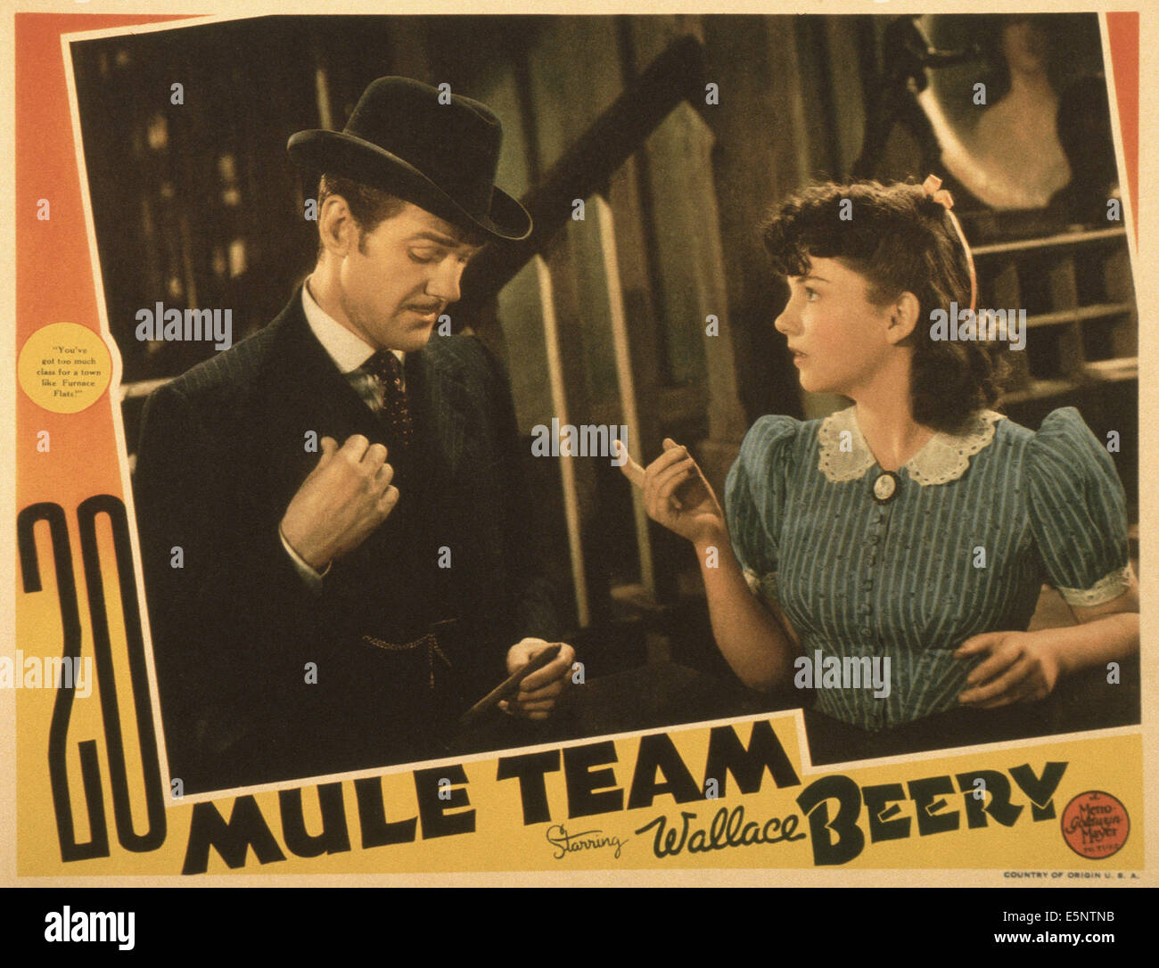 20 L'équipe de muletiers, US, lobbycard de gauche : Douglas Fowley, Anne Baxter, 1940 Banque D'Images