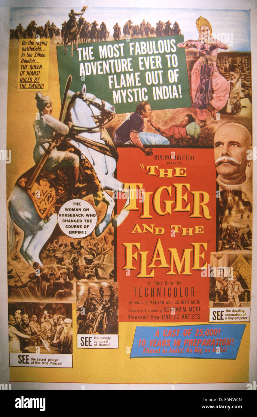 Le tigre ET LA FLAMME, (aka JHANSI KI RANI), US, 1956 poster Banque D'Images