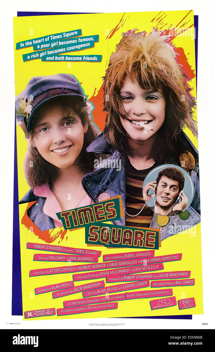 TIMES SQUARE, de nous poster art, de gauche : Trini Alvarado, Robin Johnson, Tim Curry, 1980. © courtoisie/distribution de films associés Banque D'Images