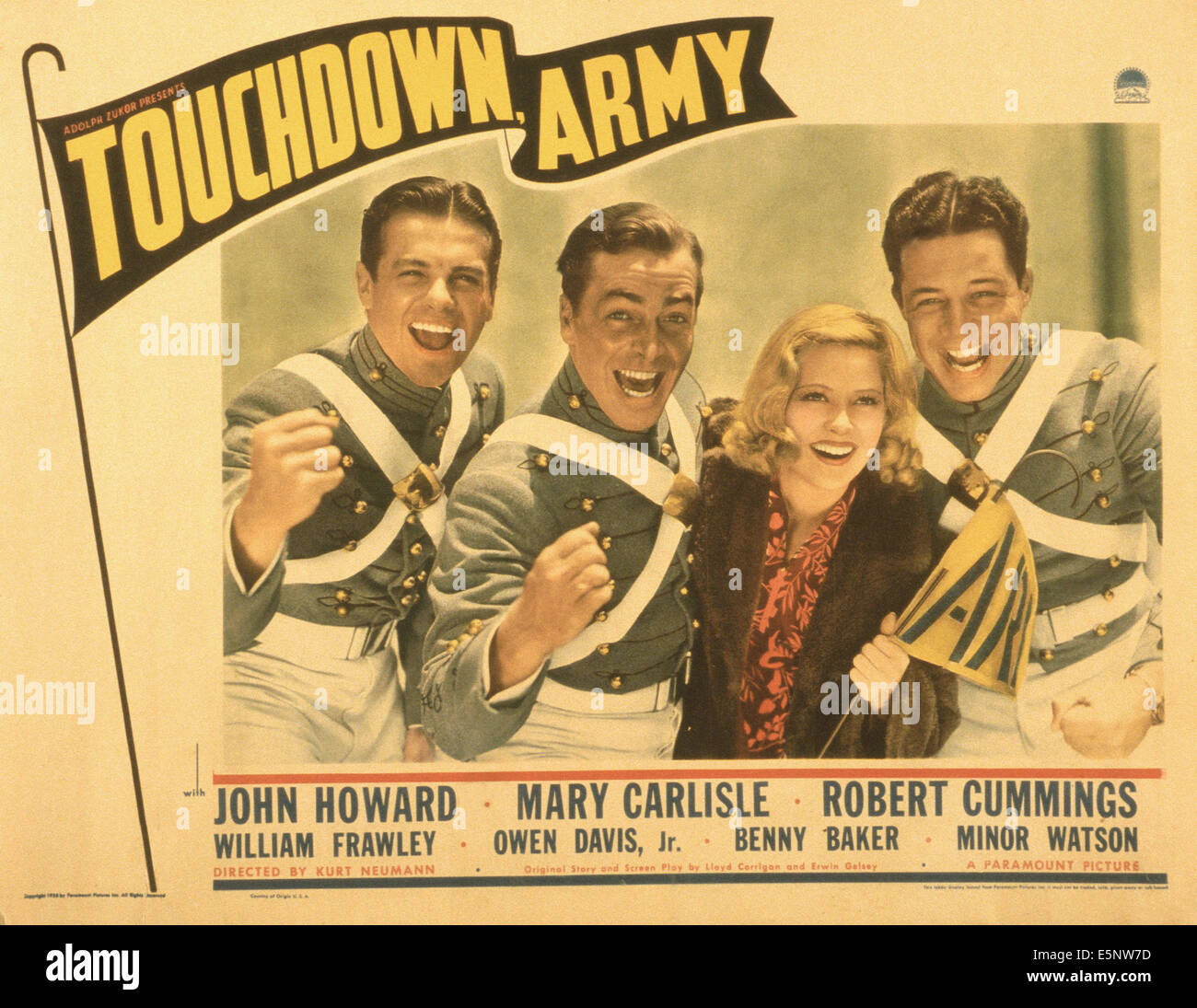 Le toucher des roues, de l'armée, lobbycard-nous, de gauche à droite : Robert Cummings, John Howard, Mary Carlisle, Owen Davis Jr., 1938 Banque D'Images