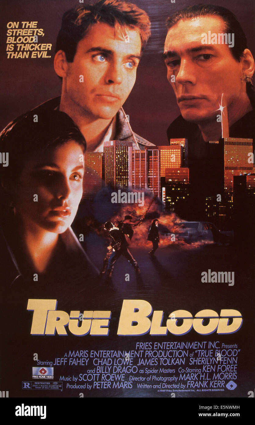 TRUE BLOOD, de nous poster art, de gauche : Sherilyn Fenn, Jeff Fahey, Billy Drago, 1989. ©Fries Entertainment/courtesy Everett Banque D'Images