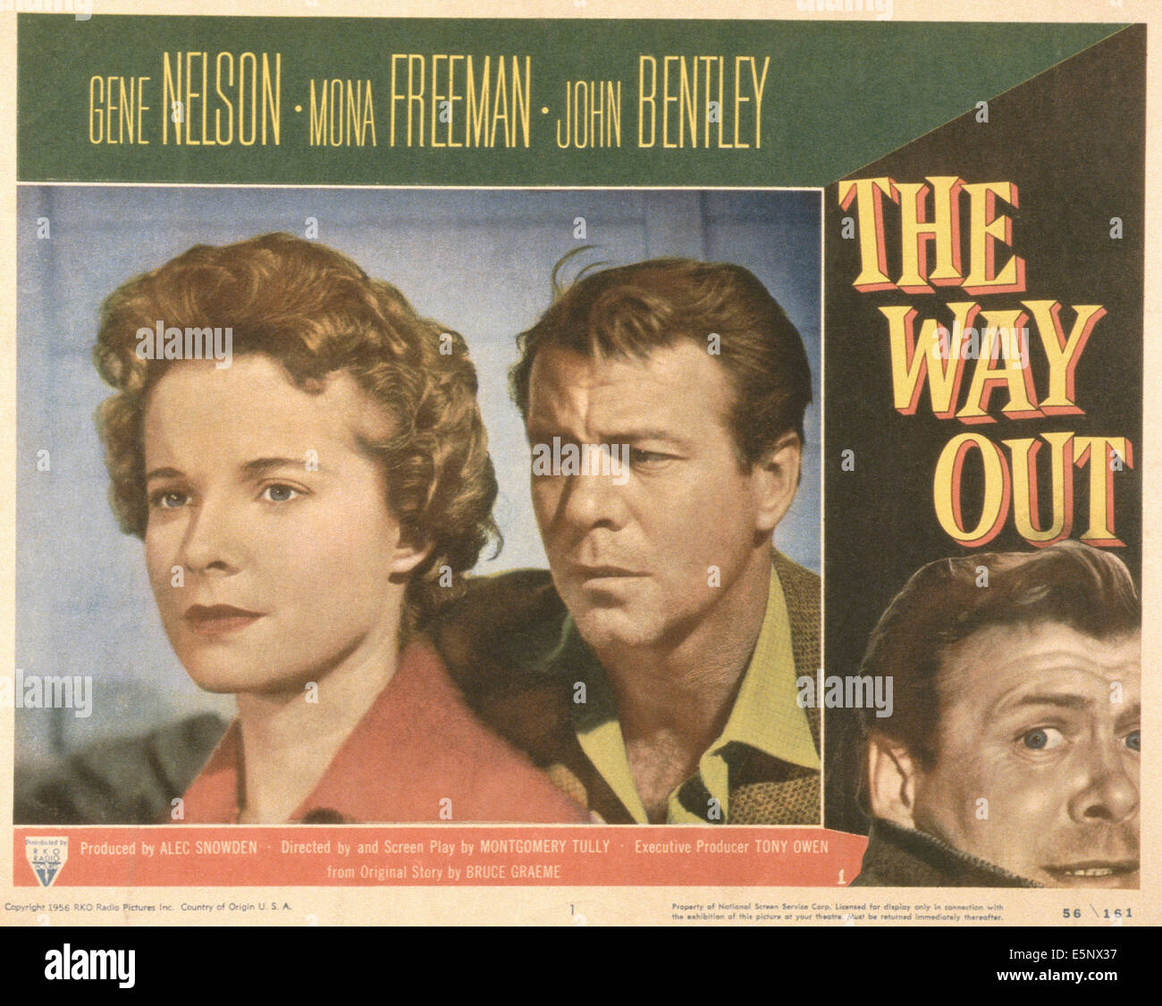 L'ISSUE, l'aka (composez le 999), US lobbycard, de gauche : Mona Freeman, Gene Nelson (deux fois), 1955 Banque D'Images