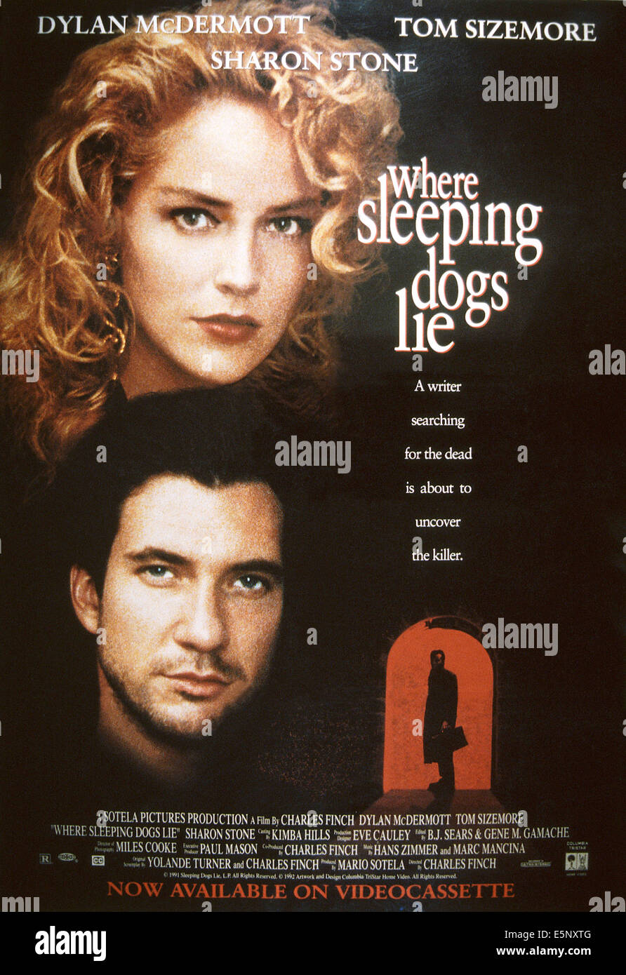 Où Sleeping Dogs Lie, entre nous, de haut de l'affiche : Sharon Stone, Dylan McDermott, 1991, © Août entertainment/avec la permission d'Everett Banque D'Images