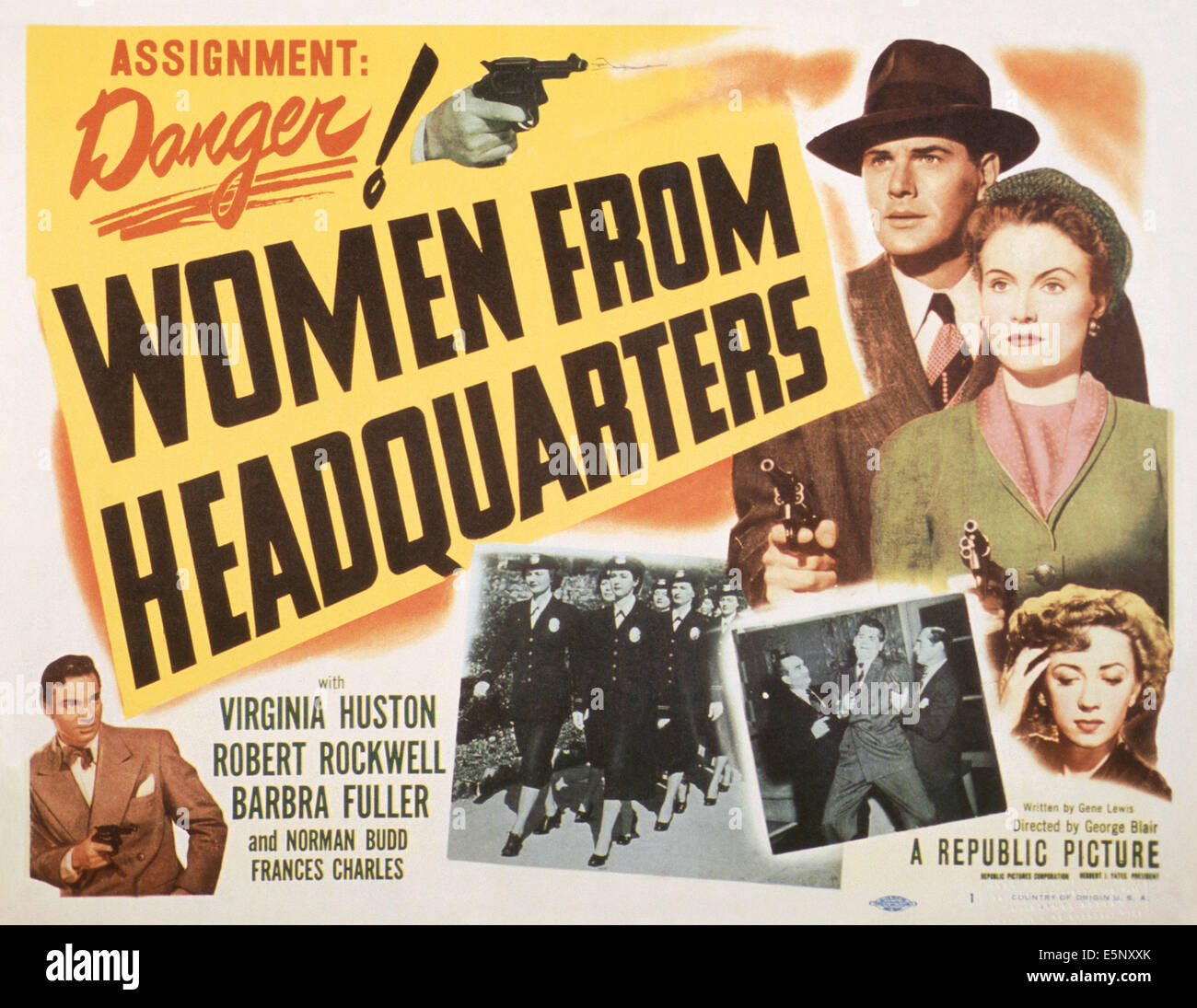 Les femmes de l'Administration centrale, entre nous, lobbycard en bas à gauche : Norman Budd ; à droite, à partir du haut : Robert Rockwell, Virginia Huston, Barbra Banque D'Images