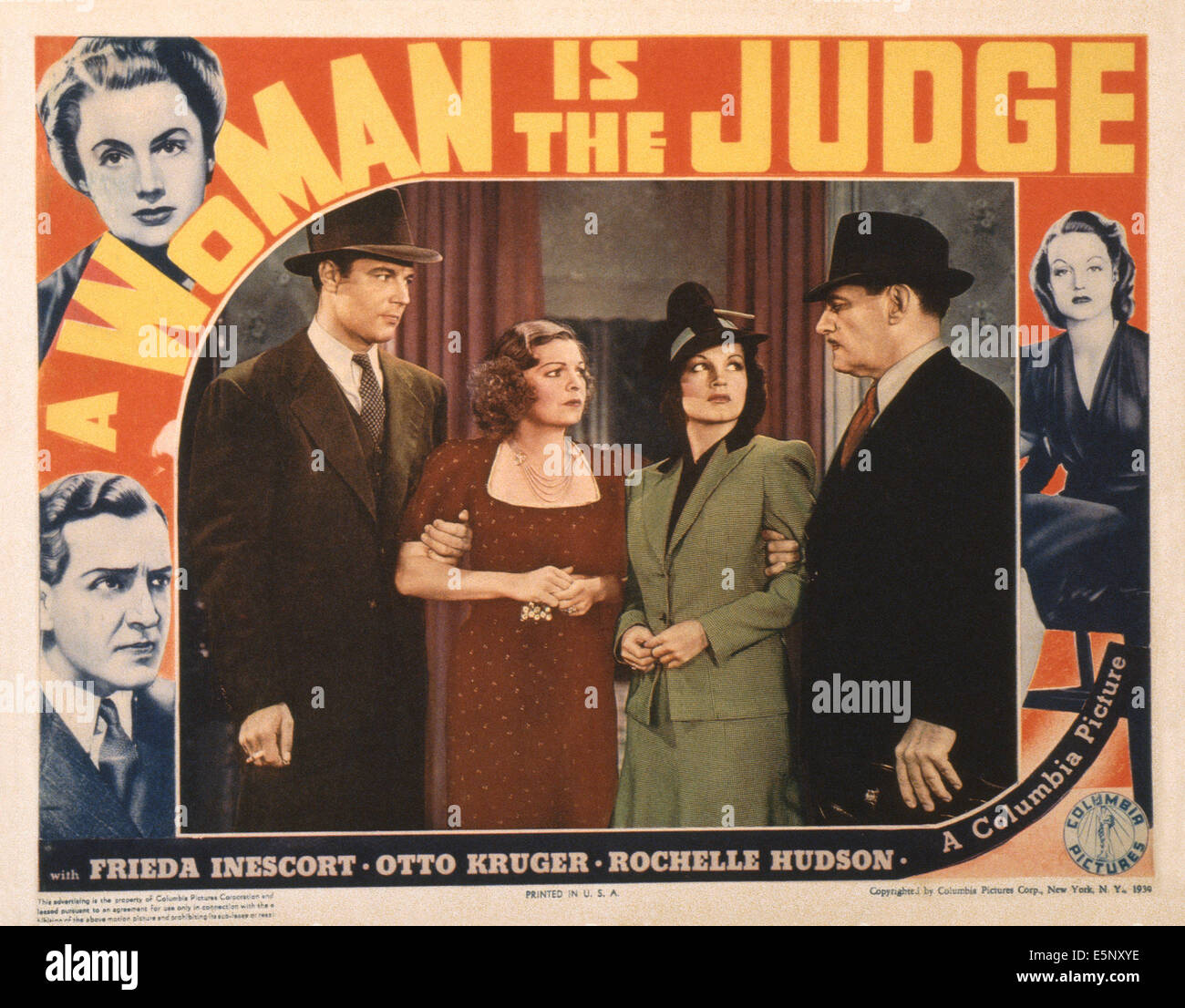 Une femme est le juge, lobbycard-NOUS : en haut à gauche : Frieda Inescort ; en bas à gauche : Otto Kruger ; extrême-droite ; Rochelle ; Hudson insérer : Banque D'Images