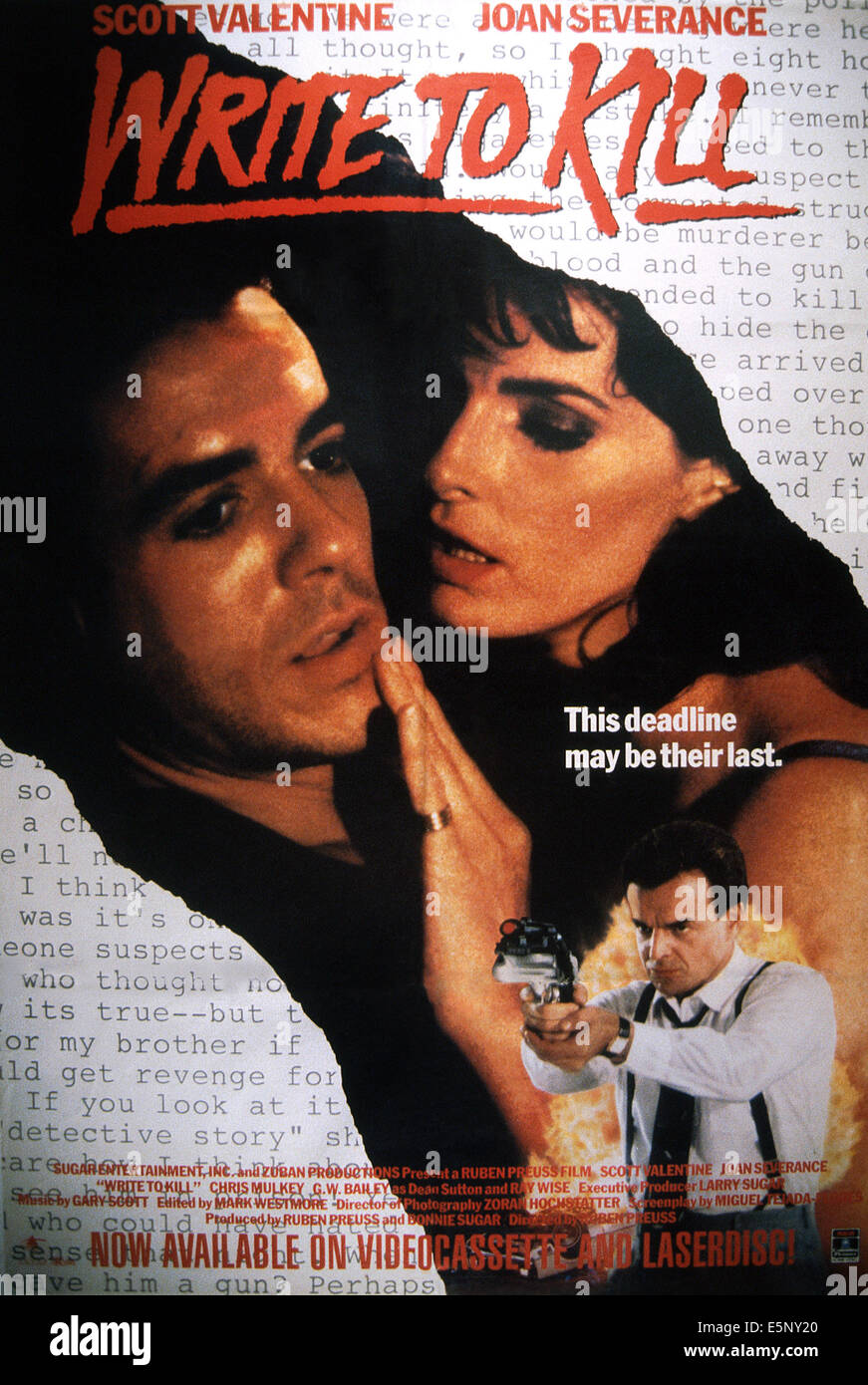Écrire à tuer, de nous poster, de gauche : Scott Valentine, Joan L'indemnité de départ, Ray Wise (en bas), 1991, © Divertissement/avec la permission de Sucre Banque D'Images