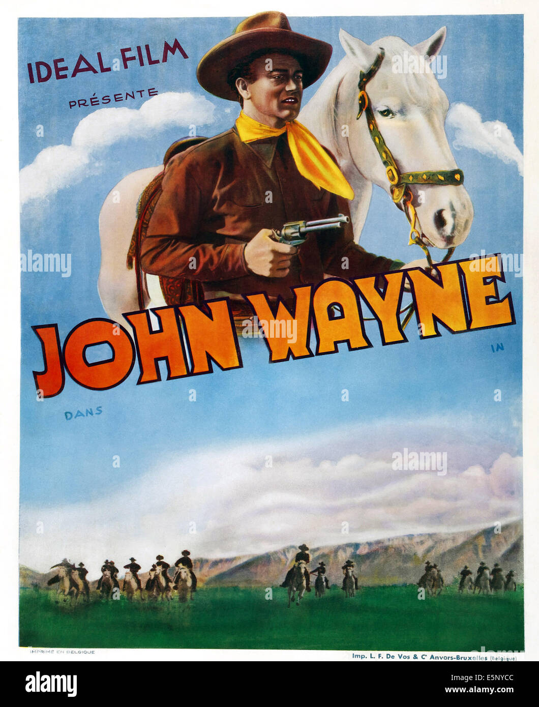 John Wayne sur stock belge poster, ca. Années 1930 Banque D'Images