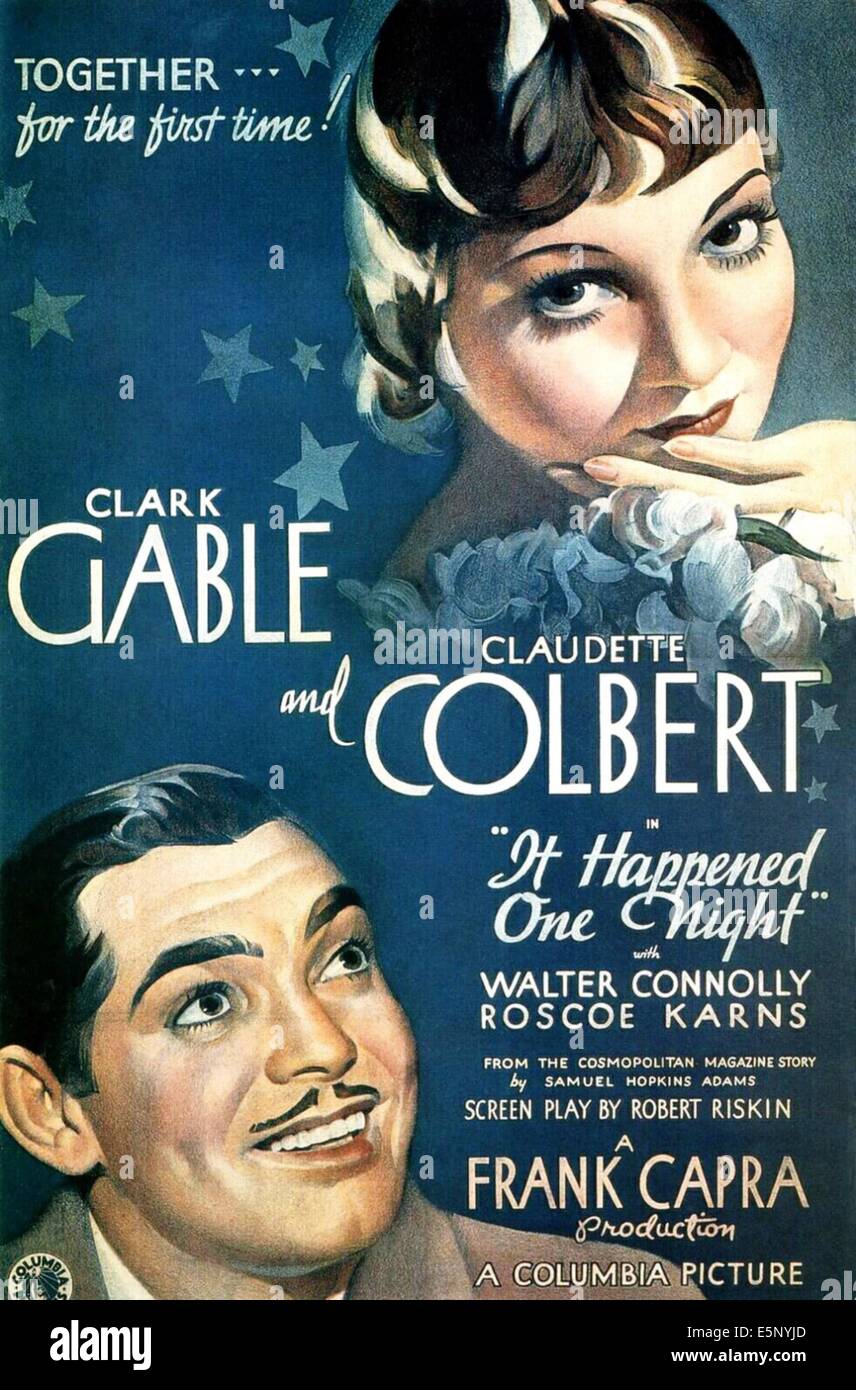 Il s'est passé une nuit, Clark Gable (en bas), Claudette Colbert, 1934, ithon___katos 7 h, Photo par : Everett Collection Banque D'Images