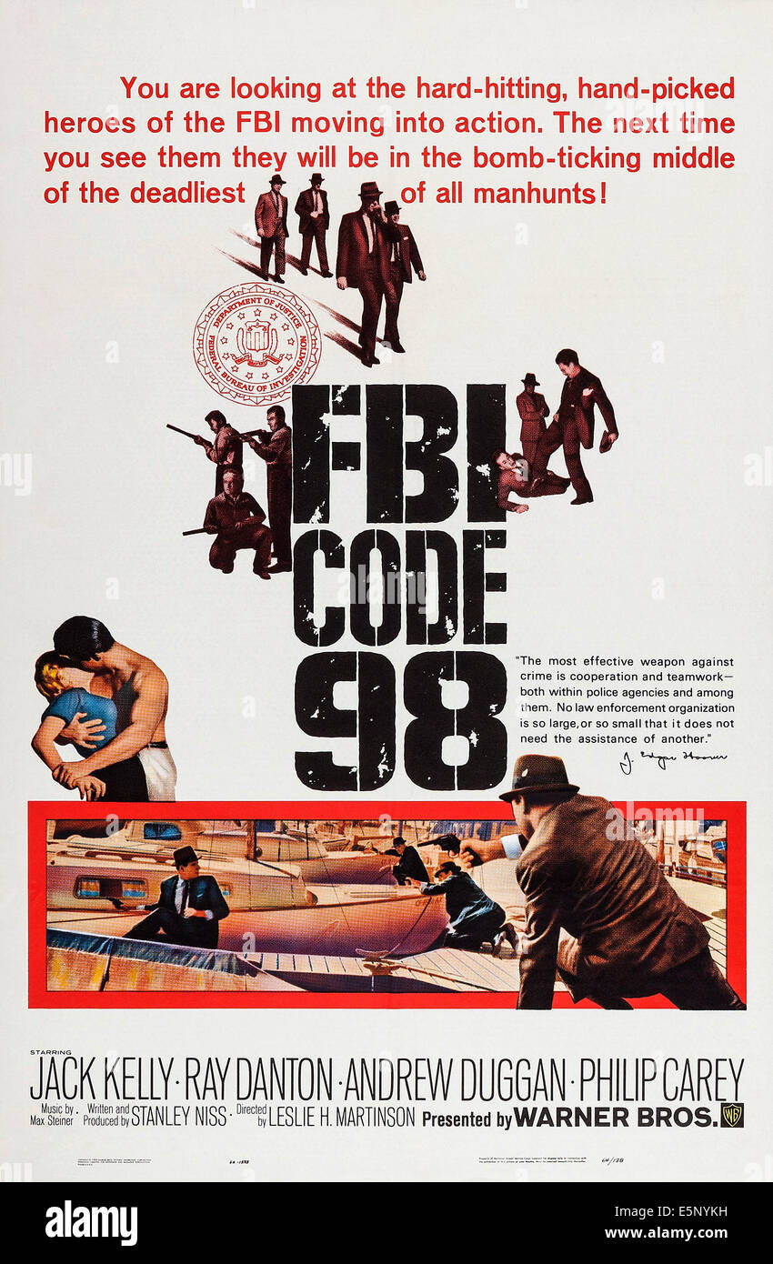 CODE 98 du FBI, l'affiche, 1963. Banque D'Images