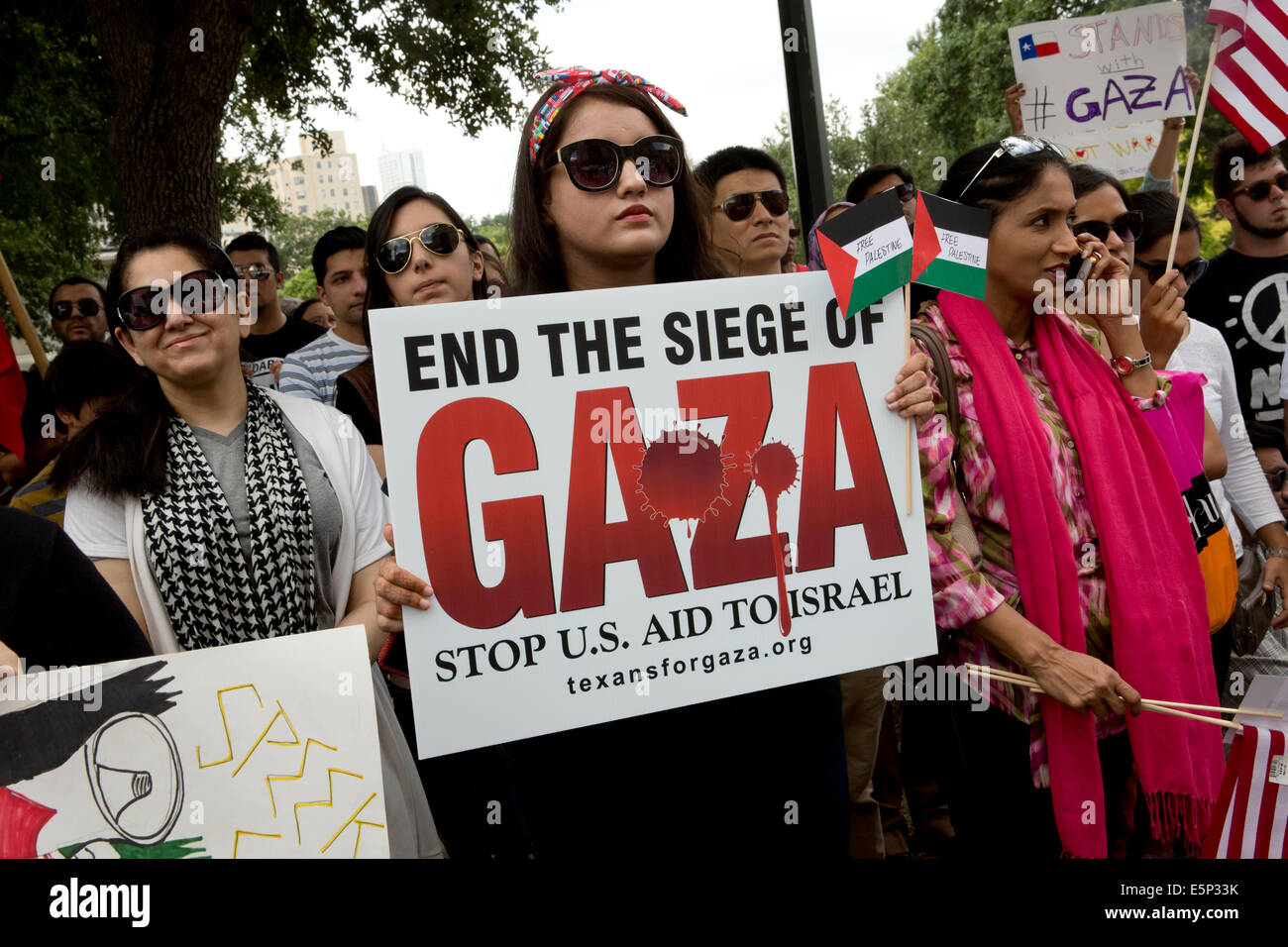 Rassemblement au Texas Capitol protestent contre Israël est siège de Gaza et de l'U.S de l'appui et du financement d'Israël. Banque D'Images