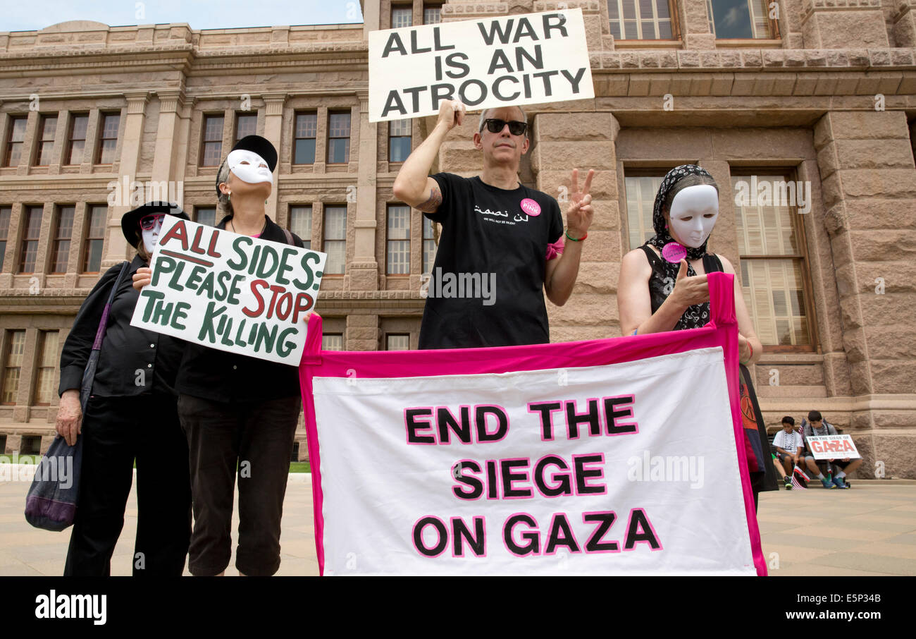 Rassemblement au Texas Capitol protestent contre Israël est siège de Gaza et de l'U.S de l'appui et du financement d'Israël. Banque D'Images