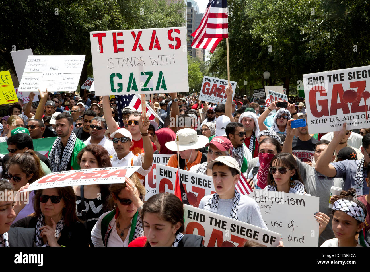 Rassemblement au Texas Capitol protestent contre Israël est siège de Gaza et de l'U.S de l'appui et du financement d'Israël. Banque D'Images