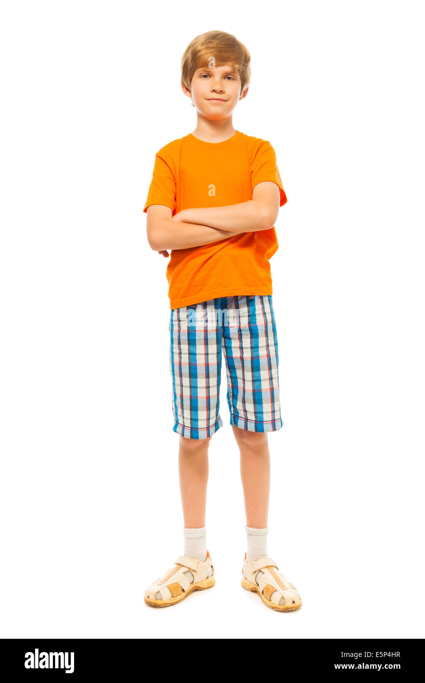 Full Length portrait of boy on white Banque D'Images