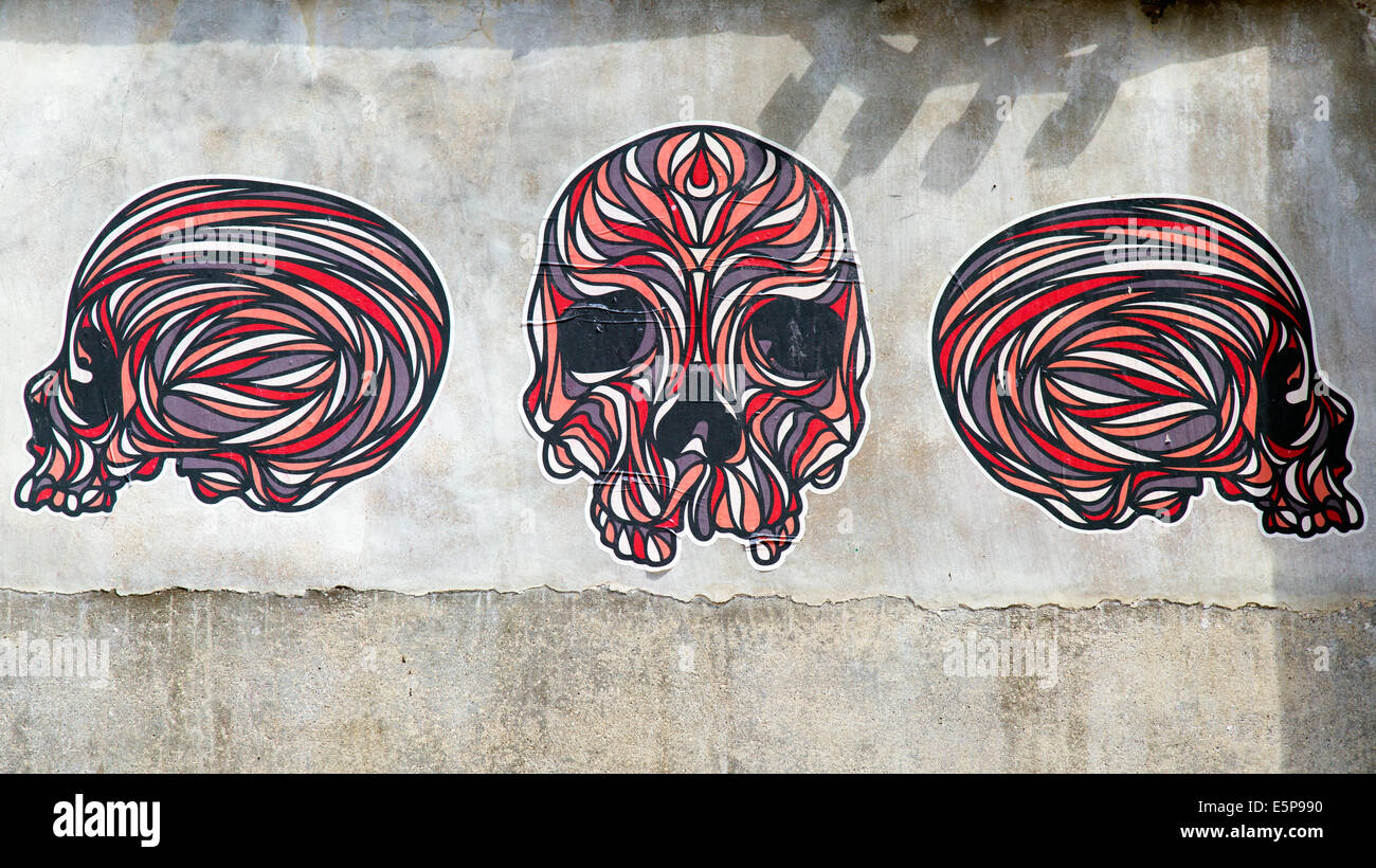 Graffiti Skull Cognac France Banque D'Images