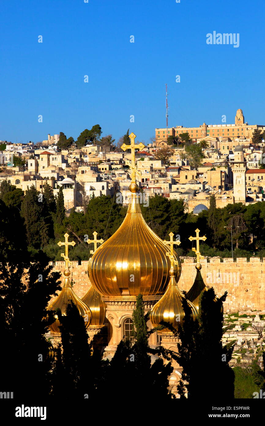 Vue sur Jérusalem depuis le mont des Oliviers, Jérusalem, Israël, Moyen Orient Banque D'Images