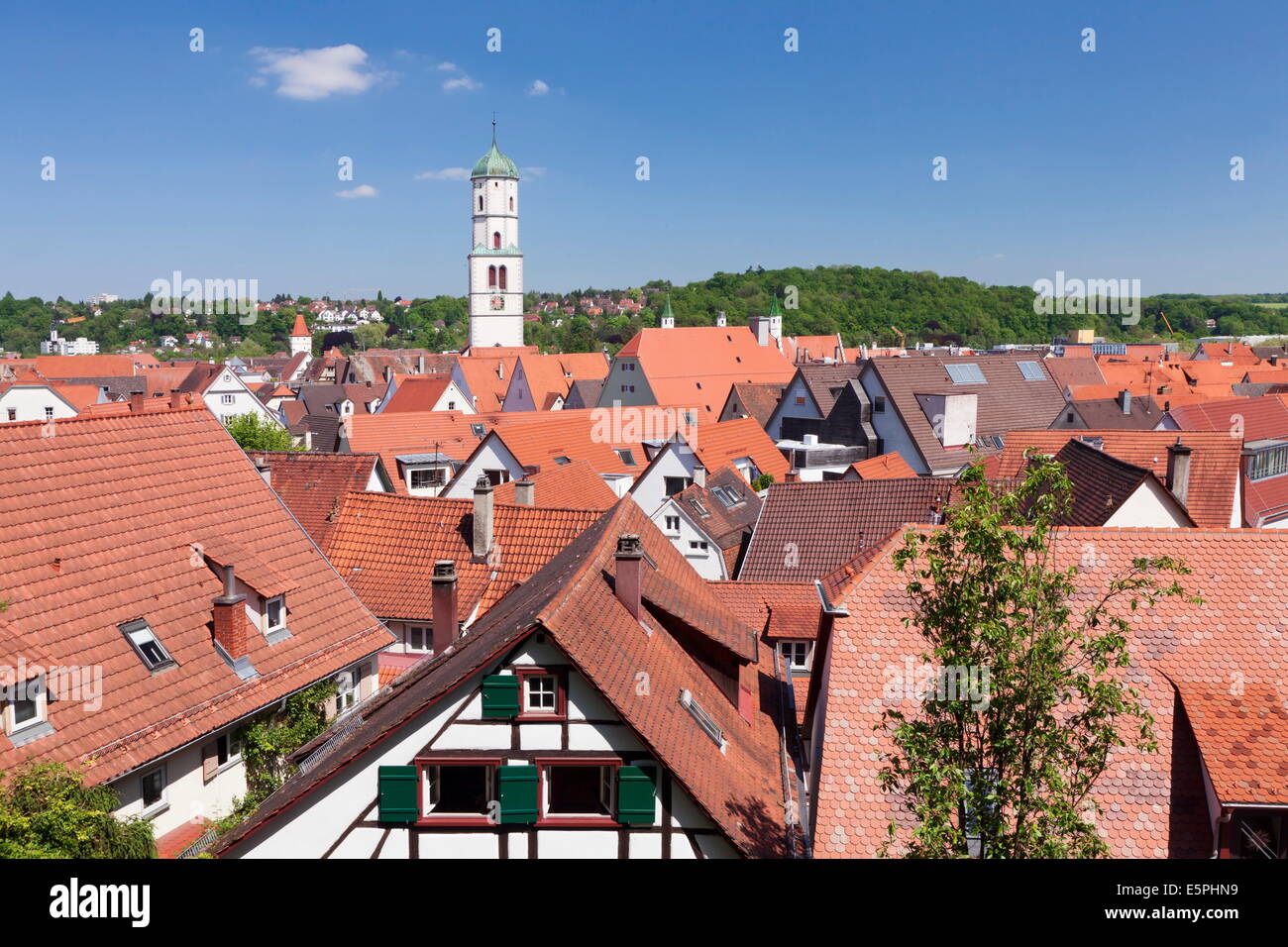 Vieille ville et l'église St Martin, à Biberach an der Riss, en Haute Souabe, Bade Wurtemberg, Allemagne, Europe Banque D'Images