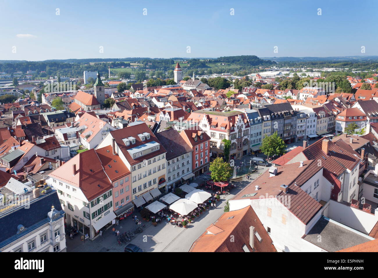 Vue depuis la tour Blaserturm, vieille ville, Ravensburg, en Haute Souabe, Baden Wurtemberg, Allemagne, Europe Banque D'Images