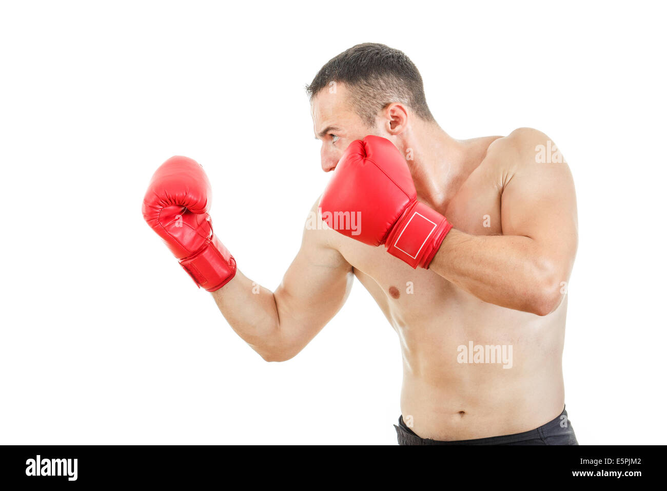 Adultes musculaire homme boxer prêt à combattre Banque D'Images