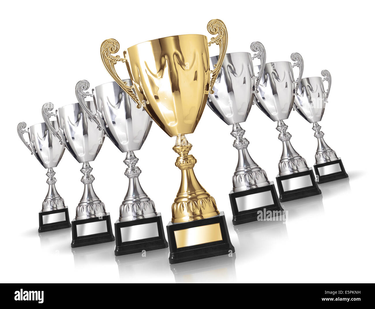 Trophée d'or des trophées d'argent parmi de nombreuses Banque D'Images