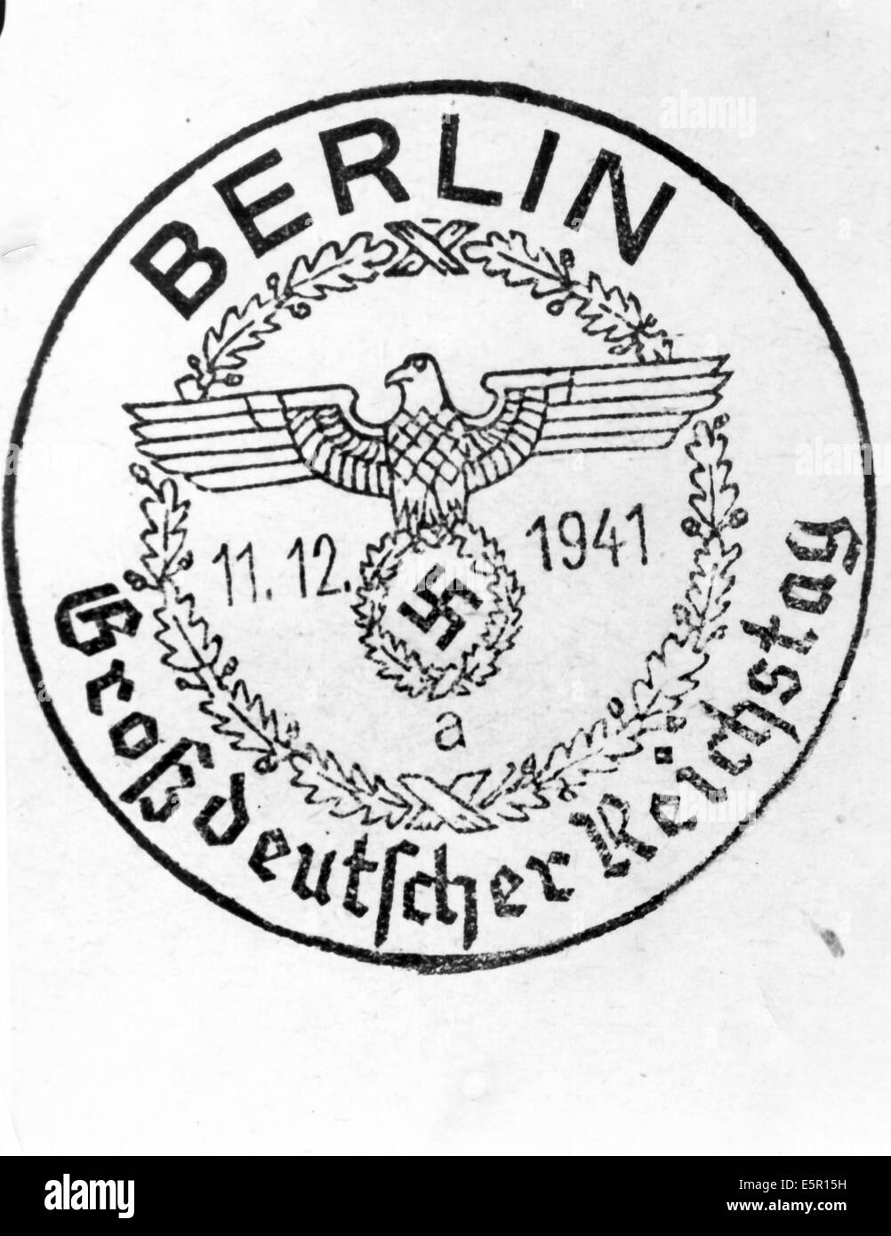 Un cachet de poste spécial pour la session du Reichstag Grossdeutscher (Reichstag allemand) à Berlin, Allemagne, 11 décembre 1941. Fotoarchiv für Zeitgeschichte - PAS DE SERVICE DE FIL Banque D'Images