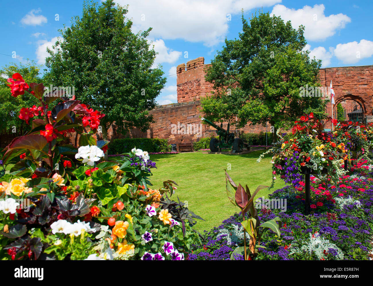 Parc du château de Shrewsbury, Shropshire, Angleterre. Banque D'Images