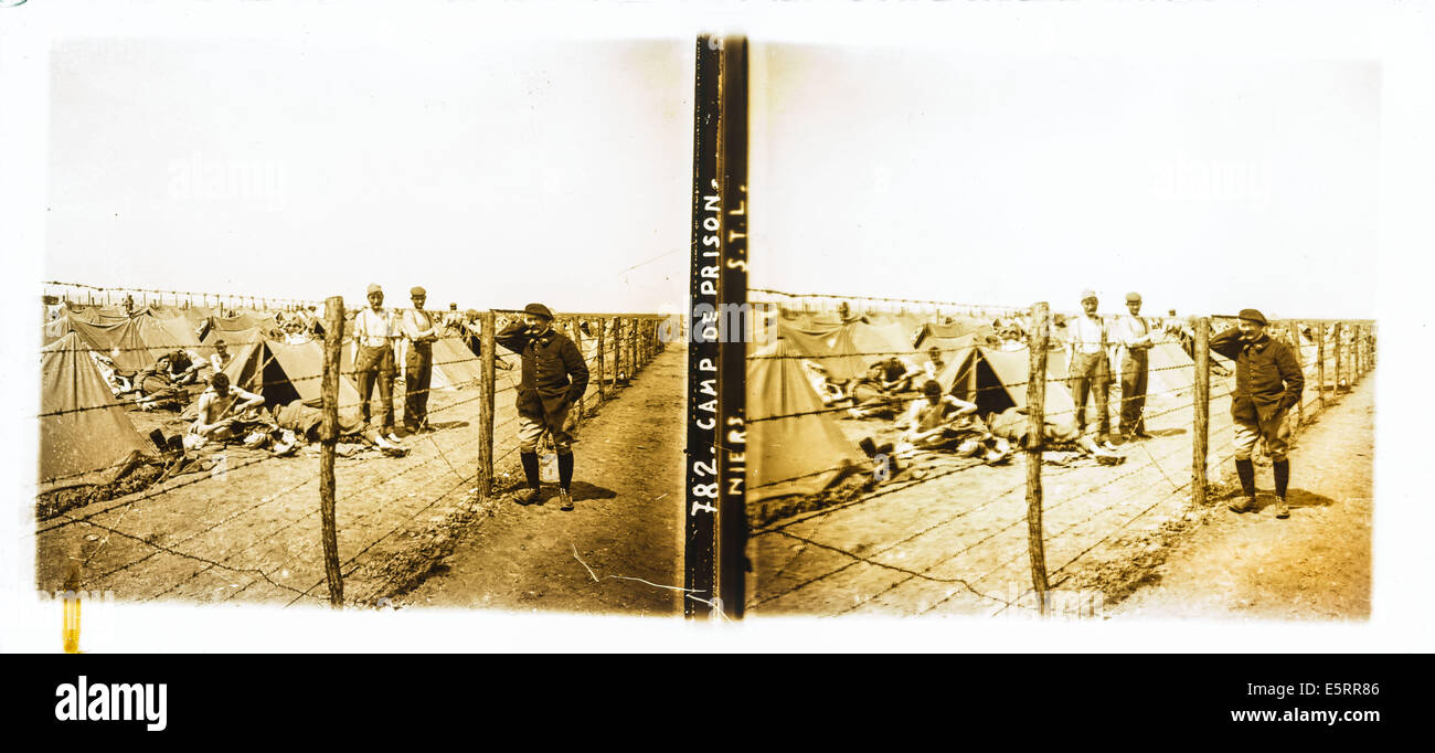 Camp de prisonniers allemands pendant la Première Guerre mondiale, la France. Banque D'Images