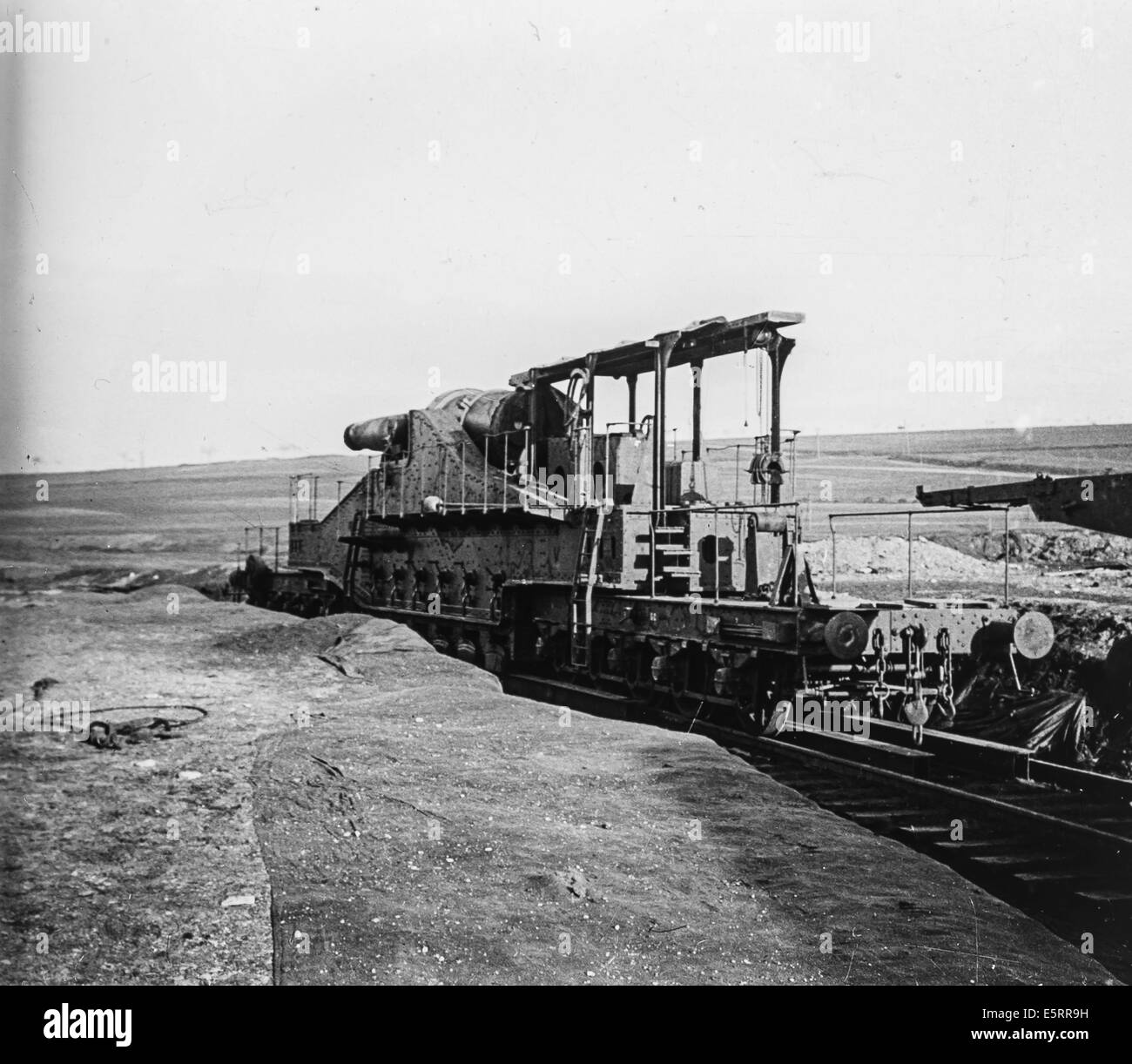 Pièce d'artillerie lourde de l'armée française en 1917. Banque D'Images