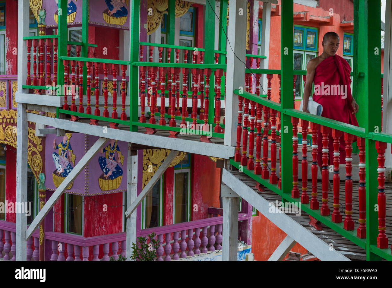 La résidence Abbott, Taungpulu, Monastère, Mindat État chin, le Myanmar. Abbott : U Pyinnya Thiri Banque D'Images