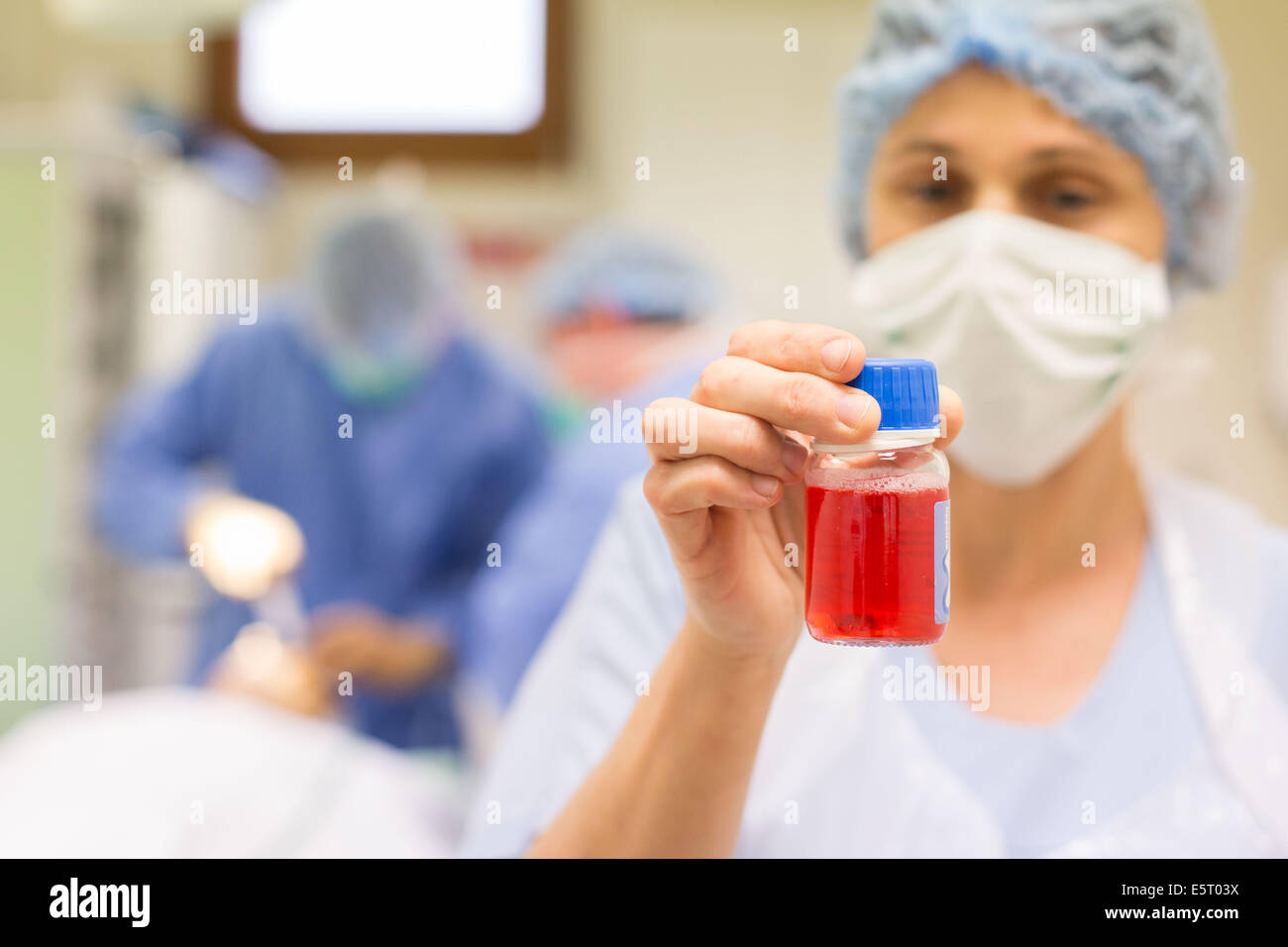 Dépose de la cornée pour la transplantation, hôpital d'Angoulême, France. Banque D'Images