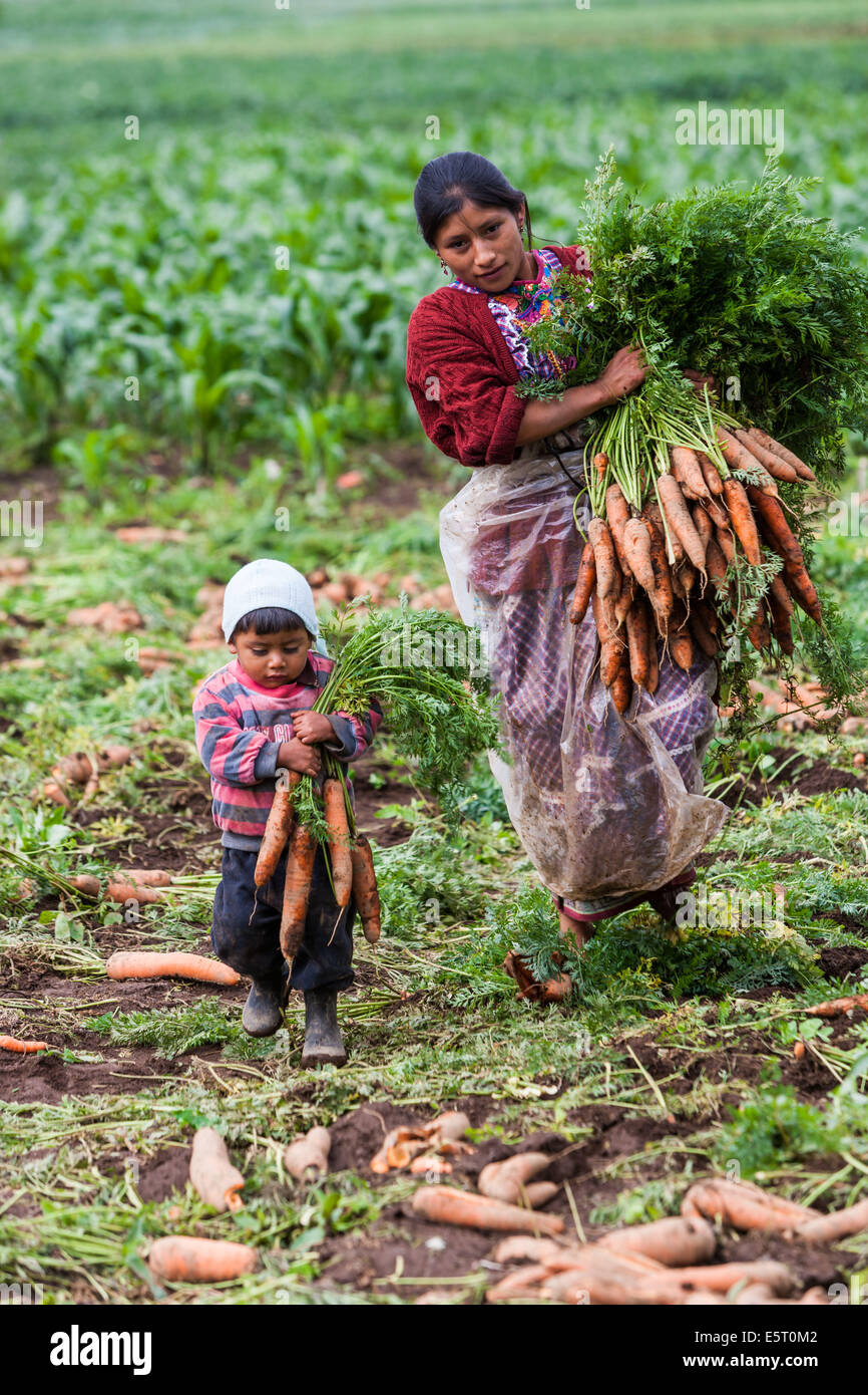 Guatamalan paysanne et son enfant. Banque D'Images