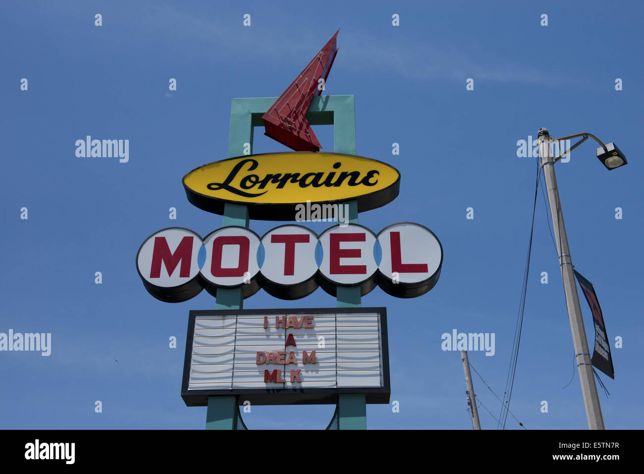 Lorraine Motel de Memphis, signe avec "Je rêve" écrit dessus, site de l'assassinat de Martin Luther King. Banque D'Images