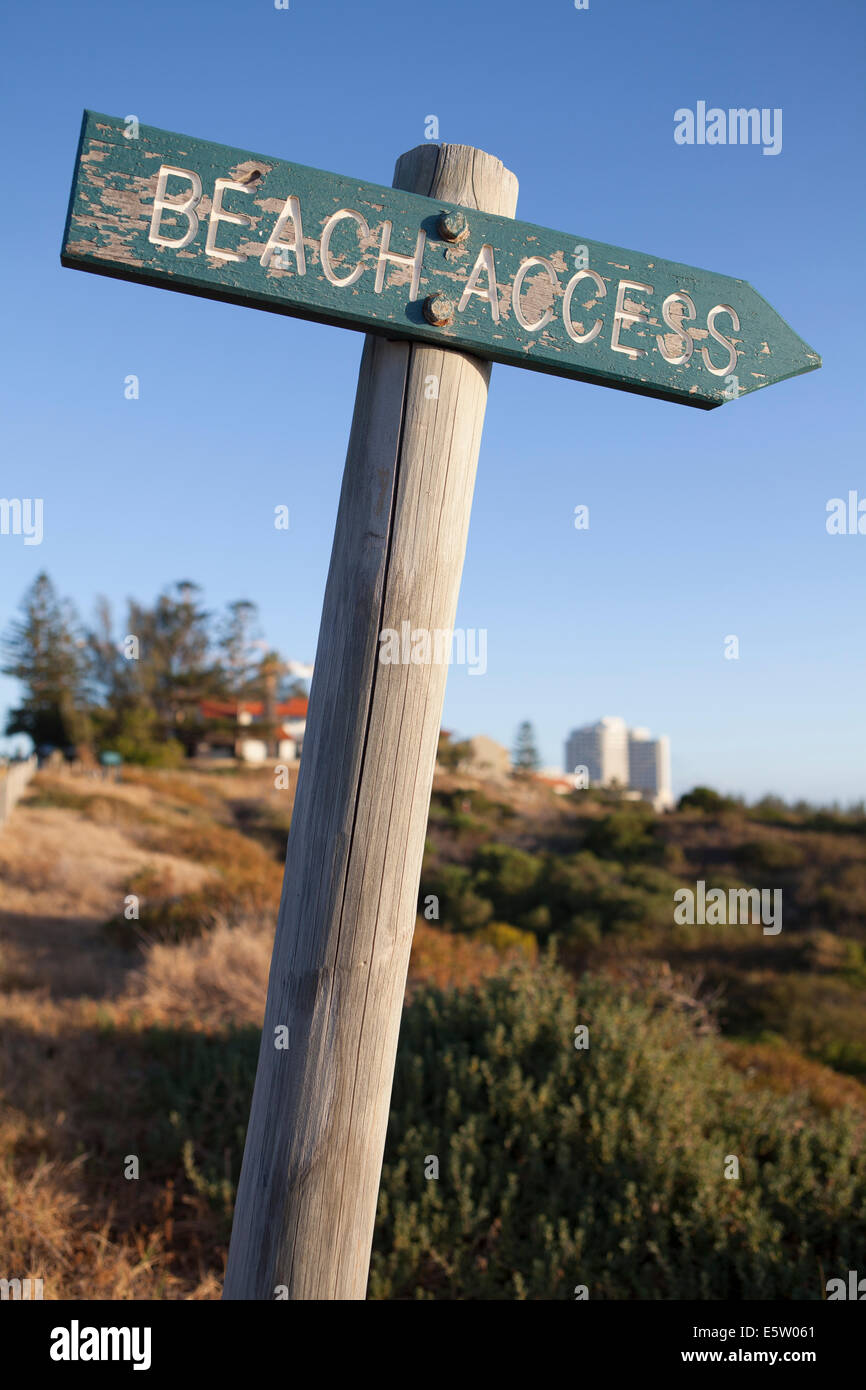 Accès à la plage de Scarborough beach sign, Perth, Australie occidentale Banque D'Images