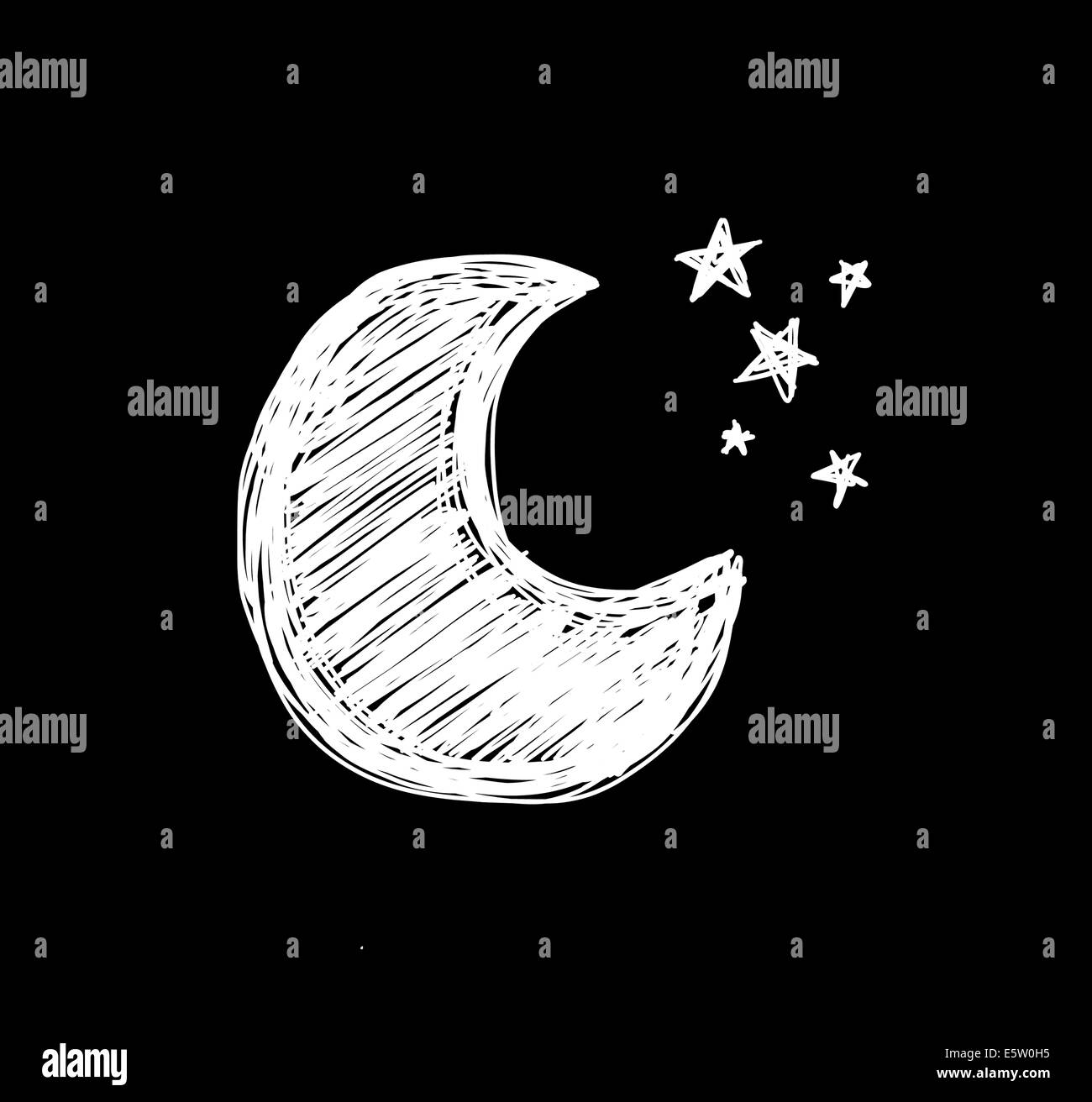 Illustration de la lune et des étoiles Banque D'Images