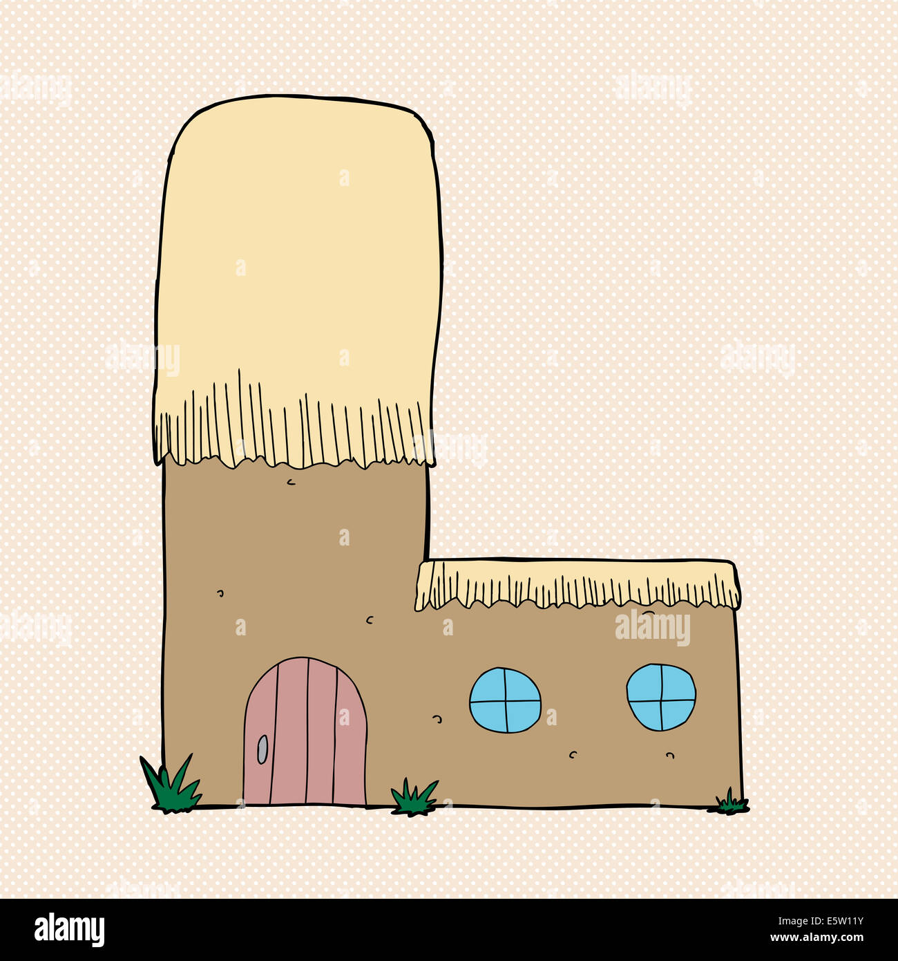 Jolie cabane de torchis avec un toit de chaume comme lettre 'L' Banque D'Images